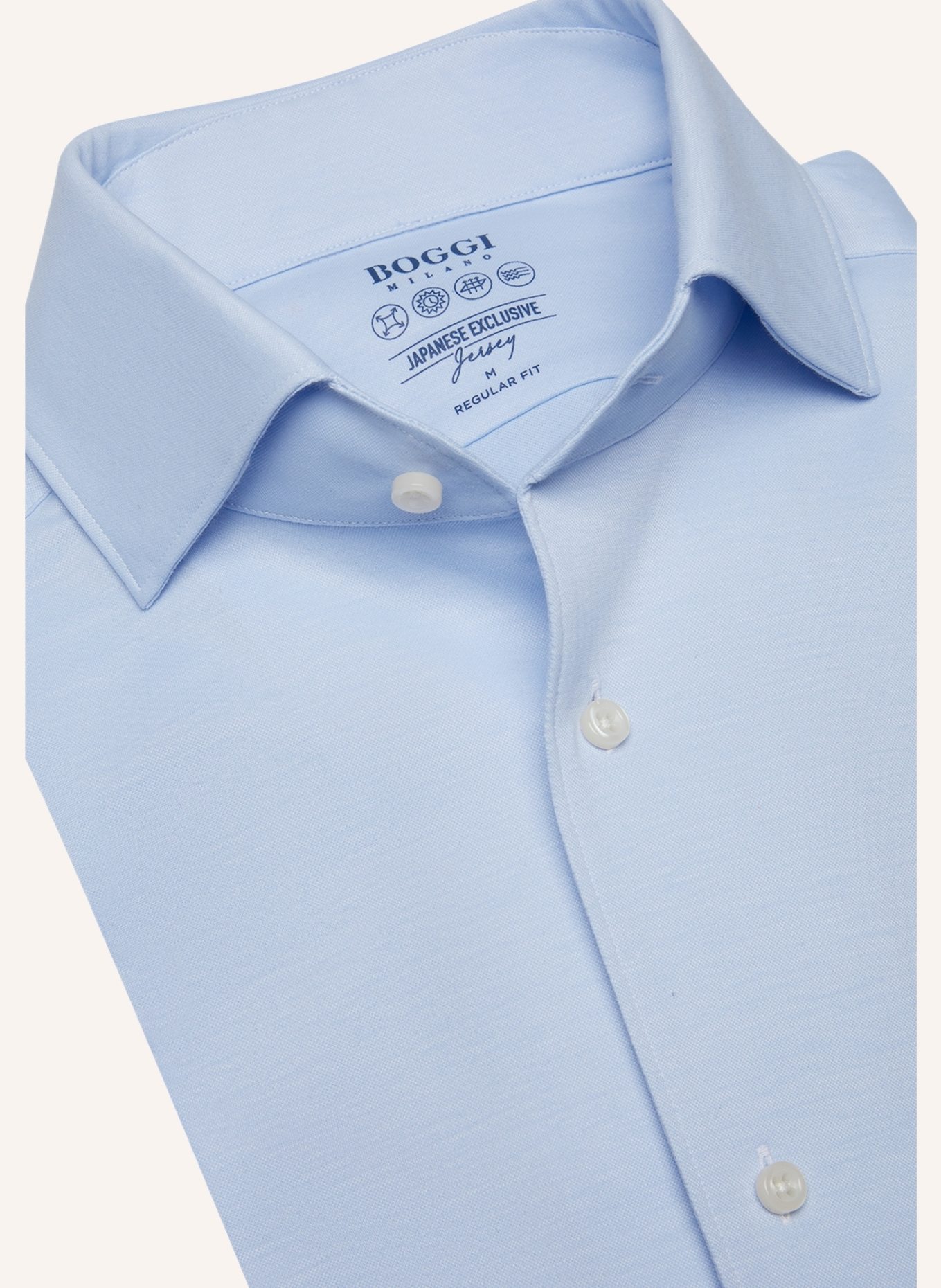 BOGGI MILANO Jerseyhemd Regular Fit: HELLBLAU