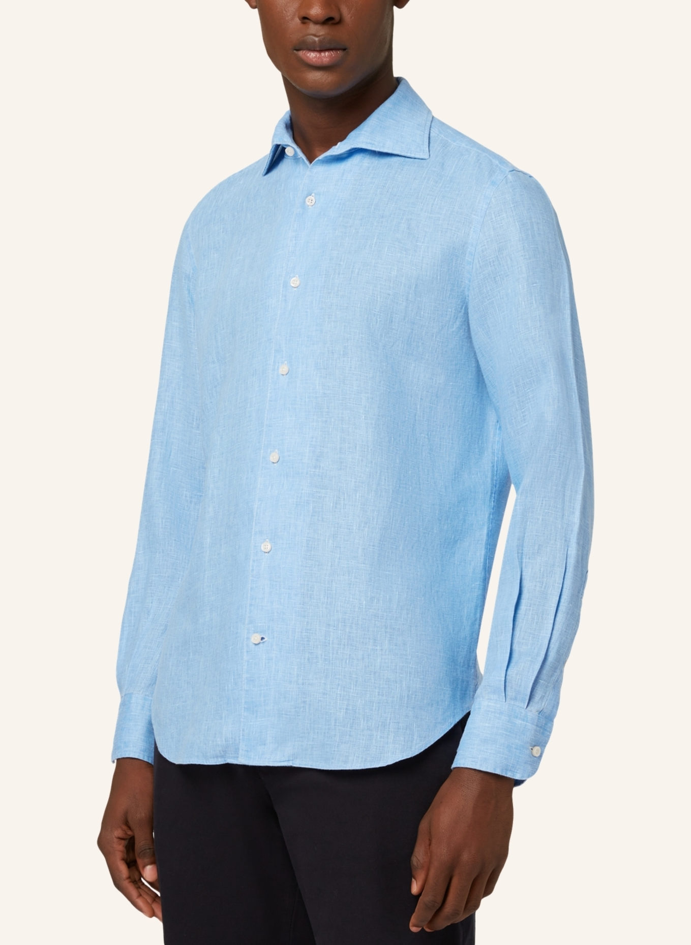 BOGGI MILANO Leinenhemd Regular Fit: HELLBLAU