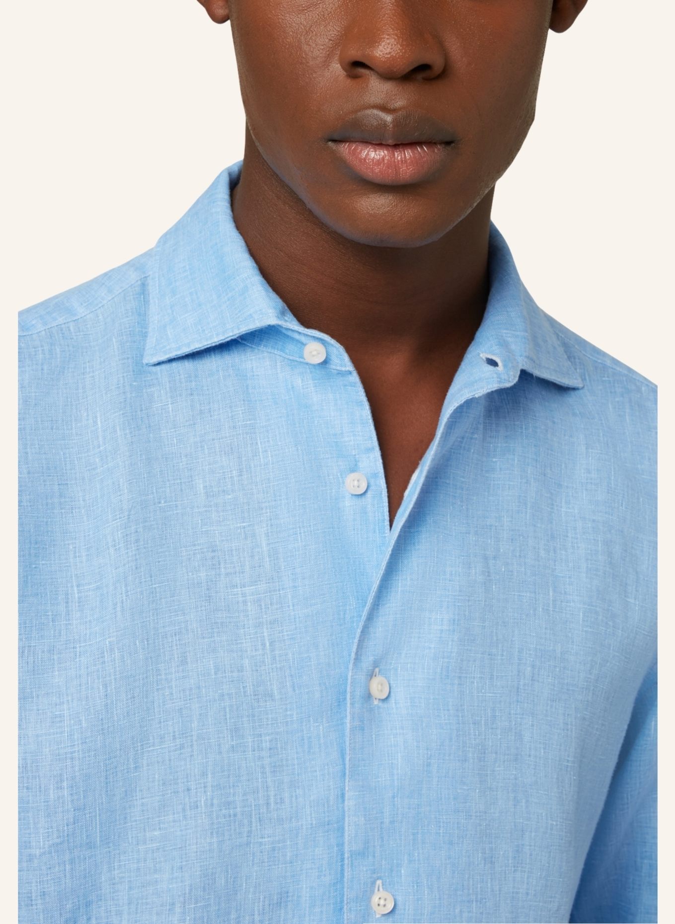 BOGGI MILANO Leinenhemd Regular Fit: HELLBLAU