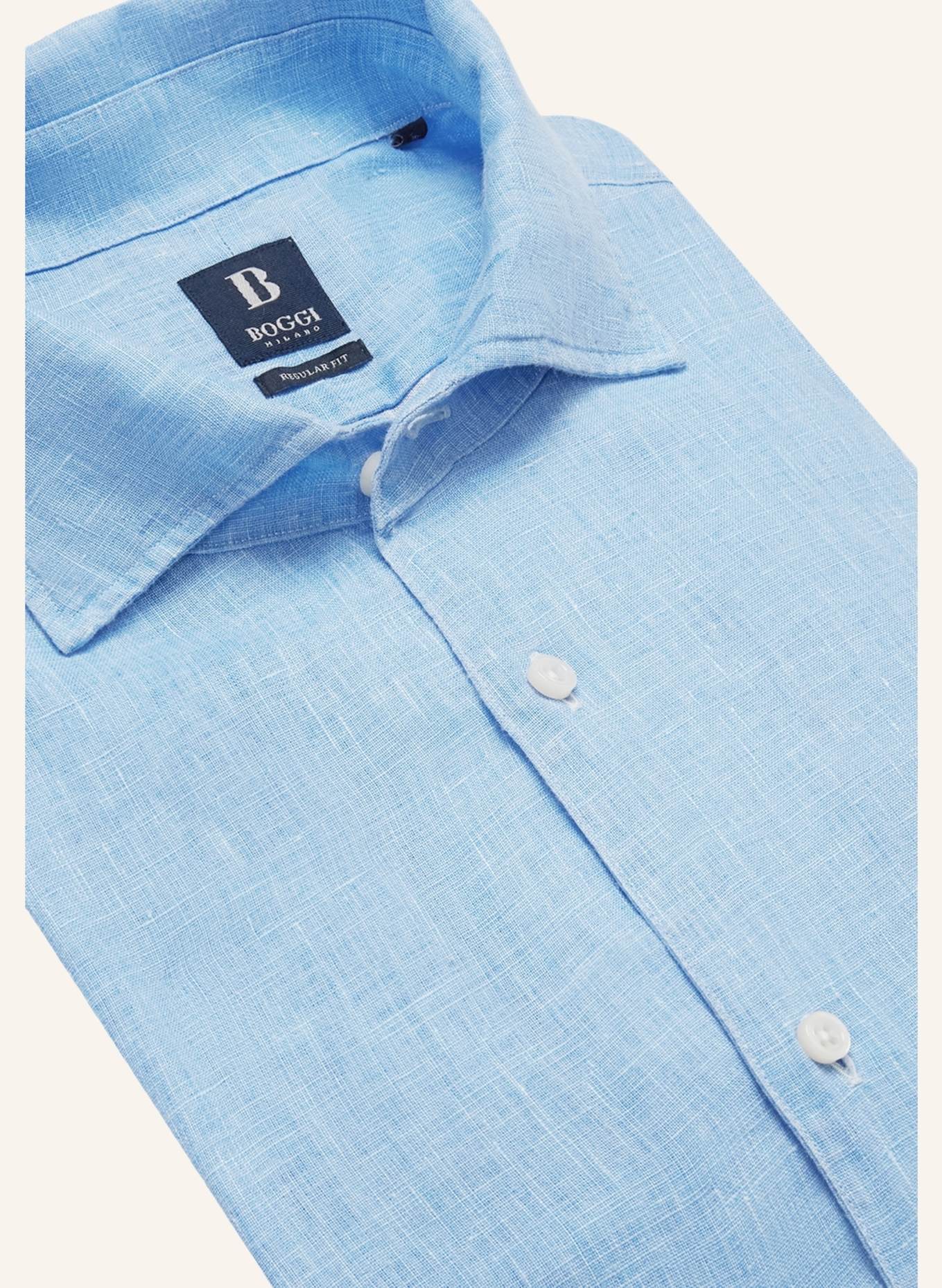 BOGGI MILANO Leinenhemd Regular Fit: HELLBLAU