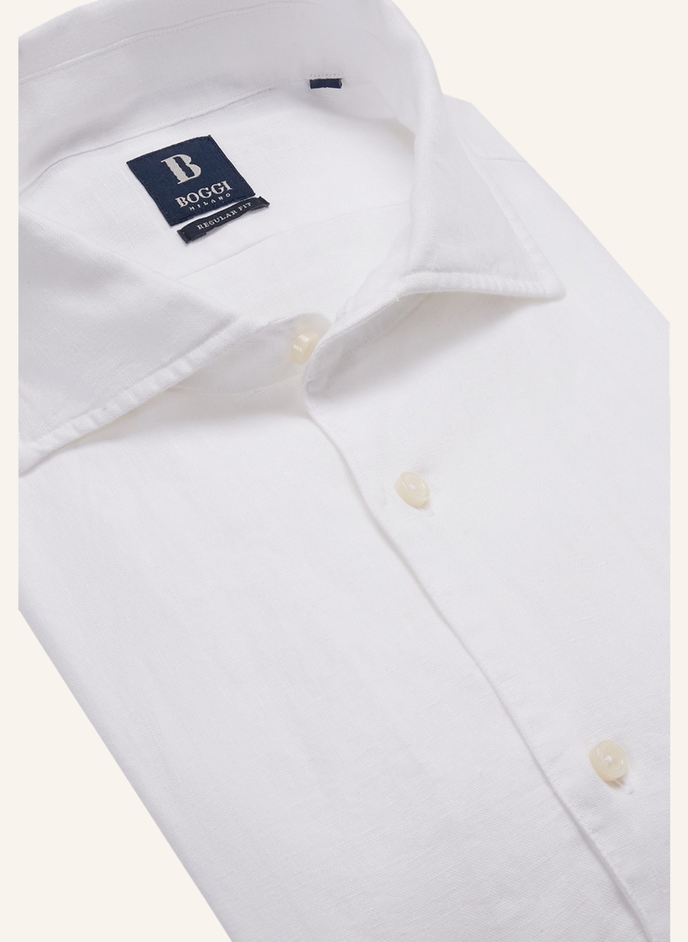 BOGGI MILANO Leinenhemd Regular Fit: WEISS