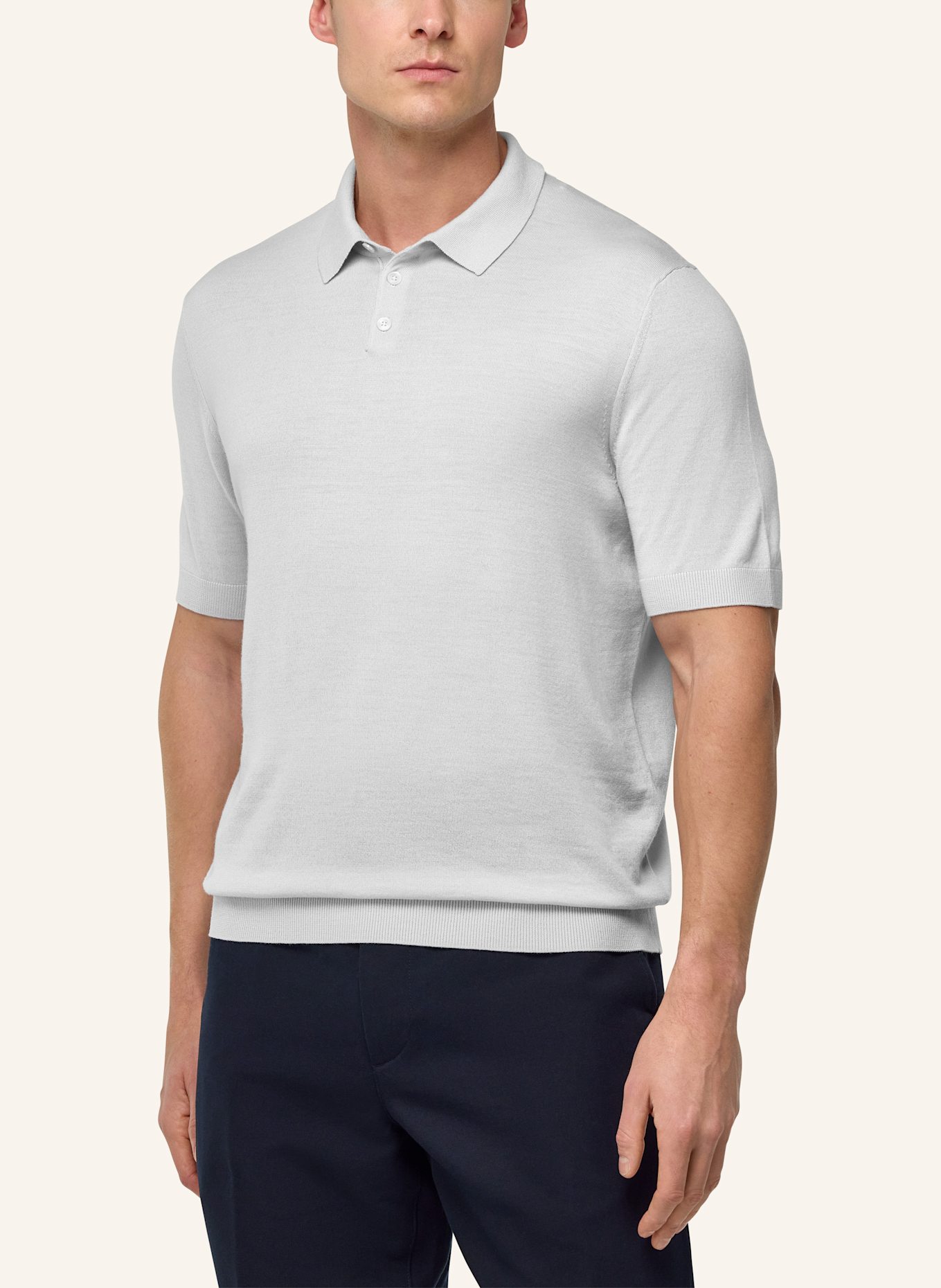 BOGGI MILANO Strick-Poloshirt: GRAU