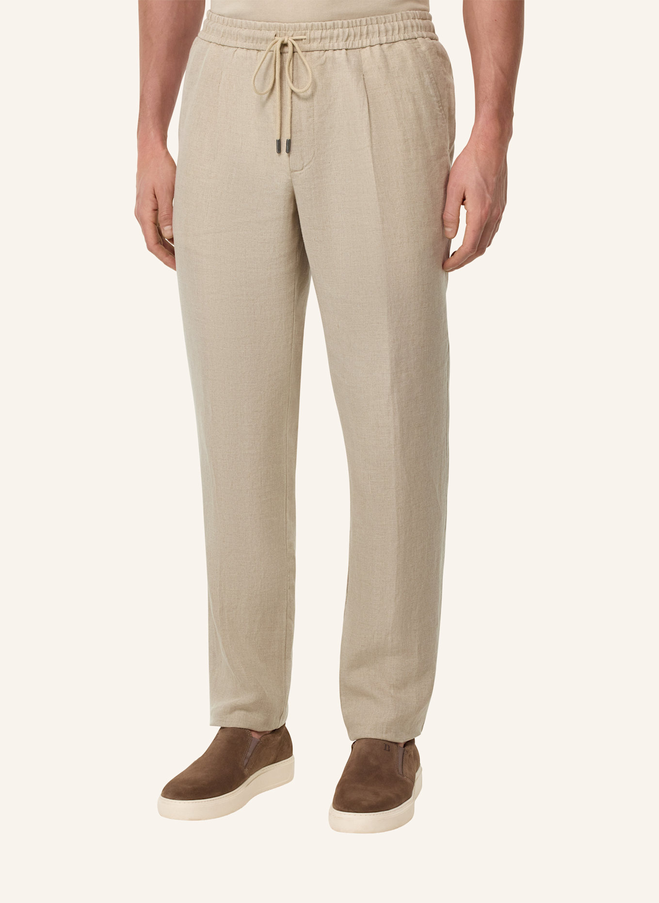 BOGGI MILANO Leinenhose im Jogging-Stil: BRAUN