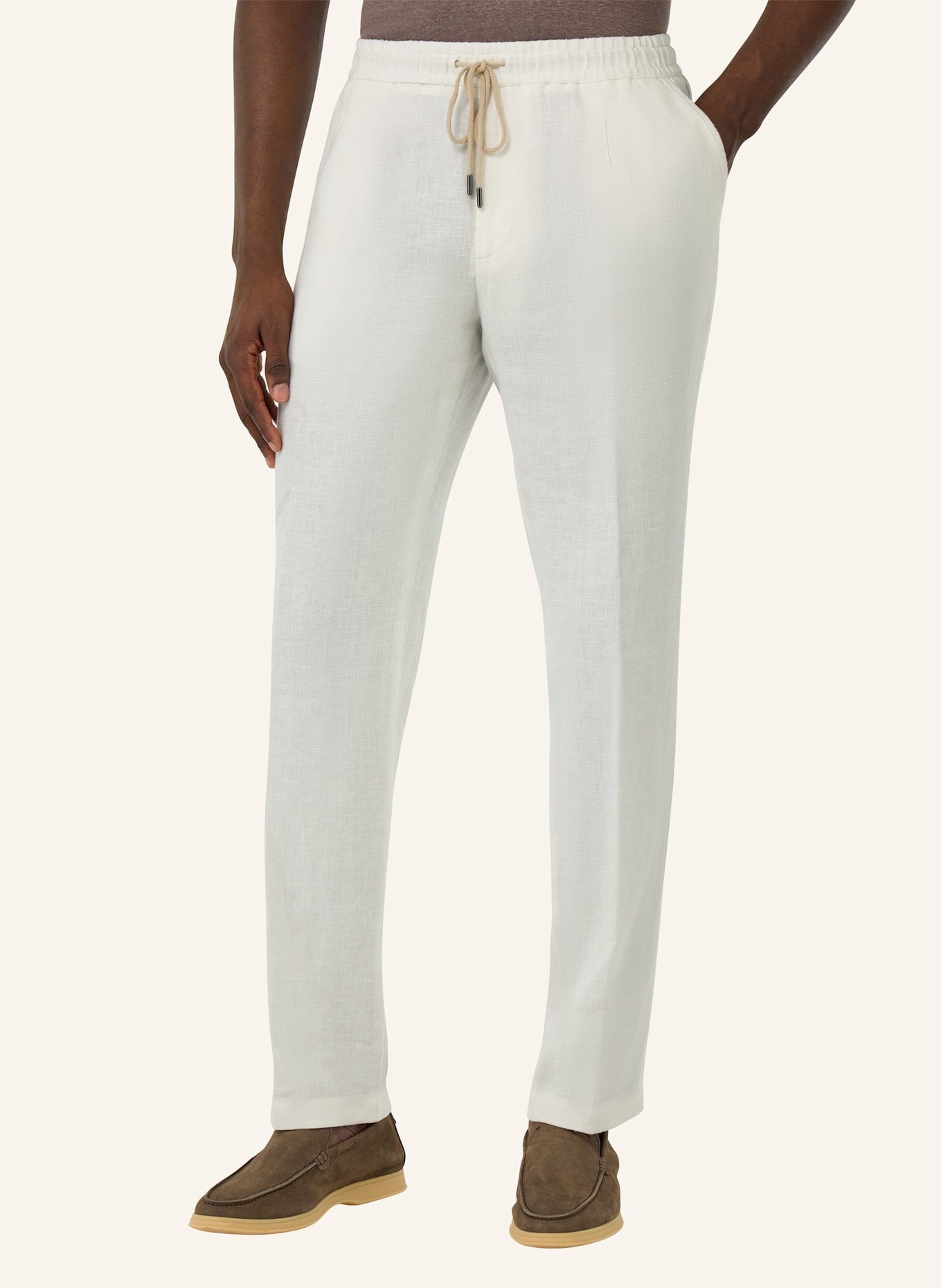 BOGGI MILANO Leinenhose im Jogging-Stil: WEISS