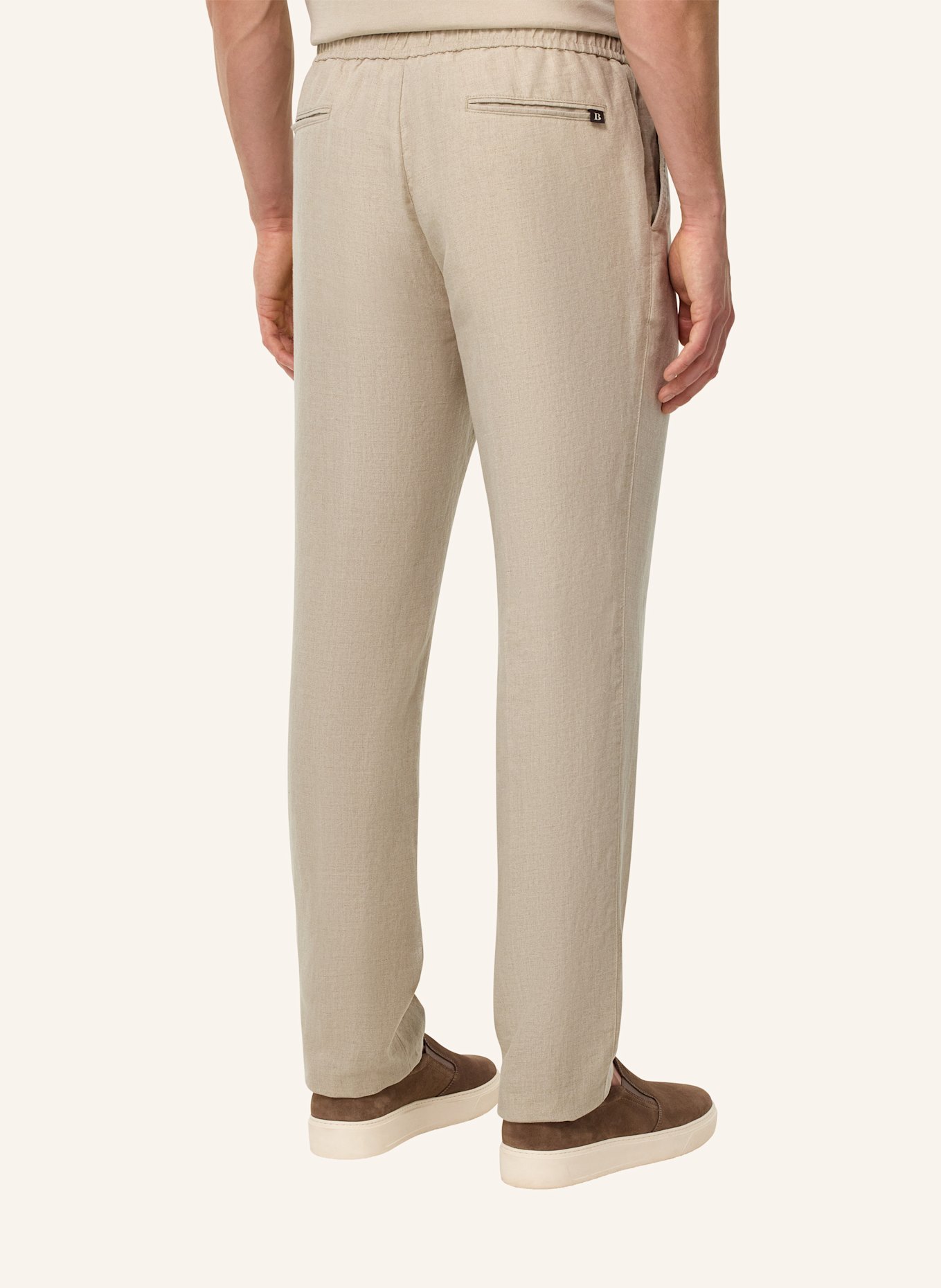 BOGGI MILANO Leinenhose im Jogging-Stil: BRAUN