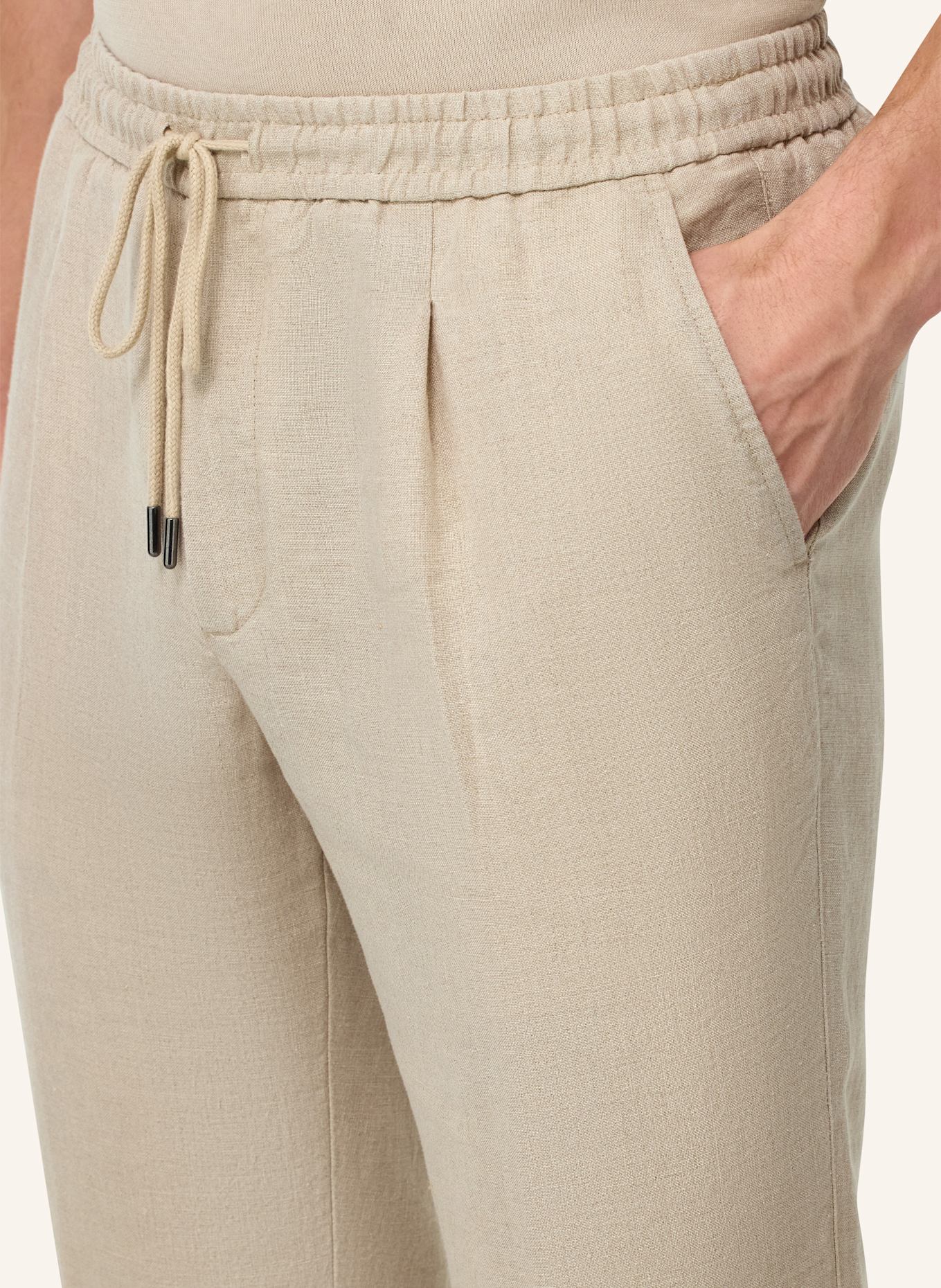 BOGGI MILANO Leinenhose im Jogging-Stil: BRAUN