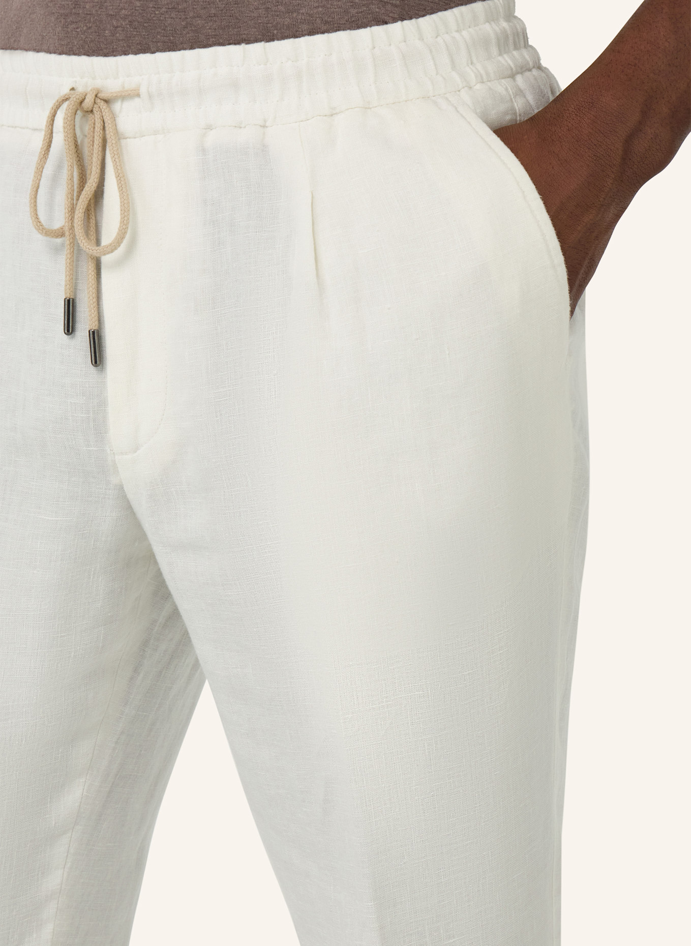 BOGGI MILANO Leinenhose im Jogging-Stil: WEISS