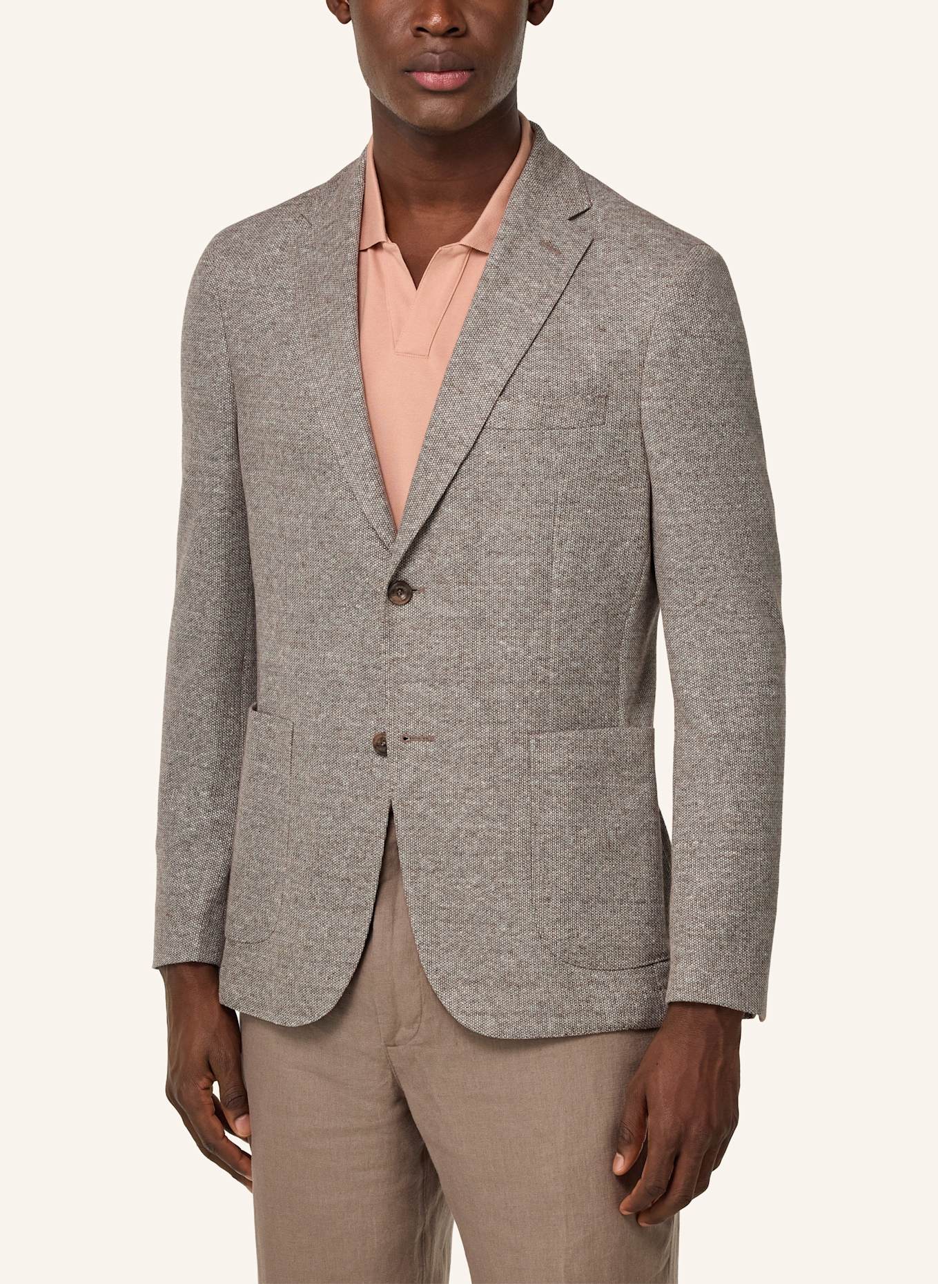 BOGGI MILANO Regular fit colbert van linnen: TAUPE