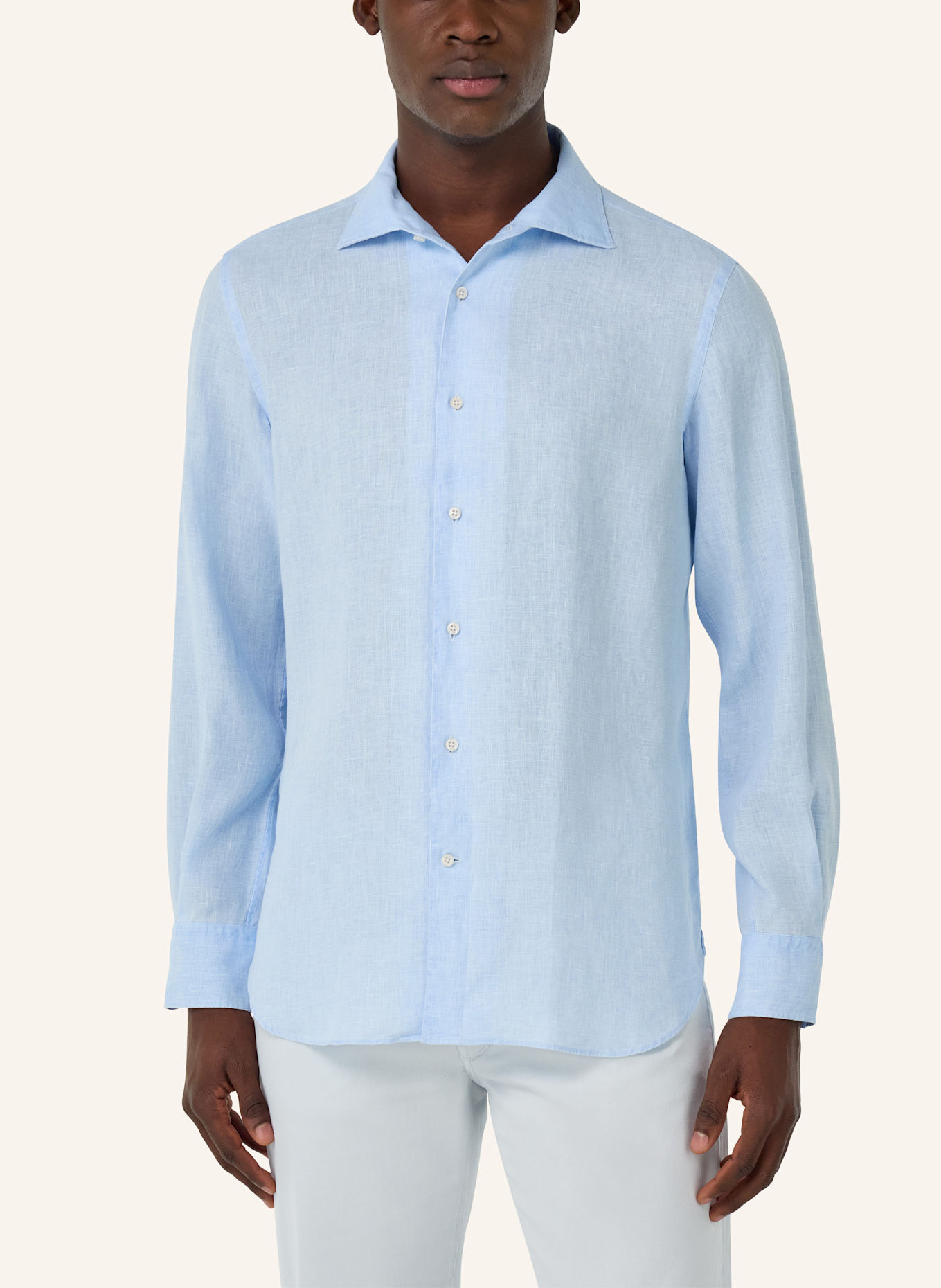 BOGGI MILANO Leinenhemd Regular: HELLBLAU