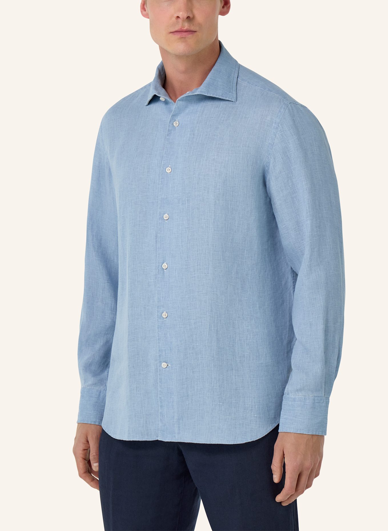 BOGGI MILANO Leinenhemd Regular: HELLBLAU