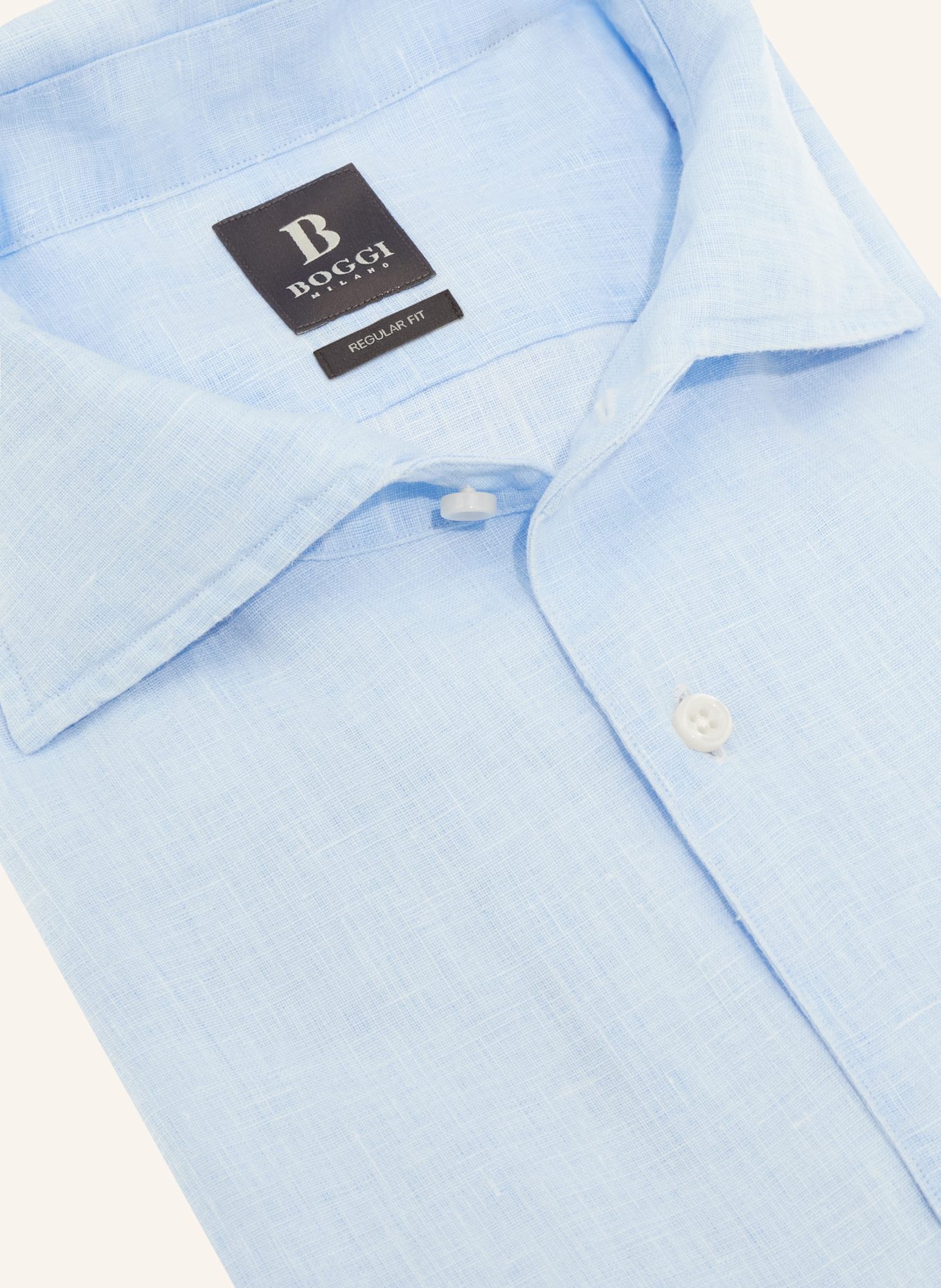 BOGGI MILANO Leinenhemd Regular: HELLBLAU