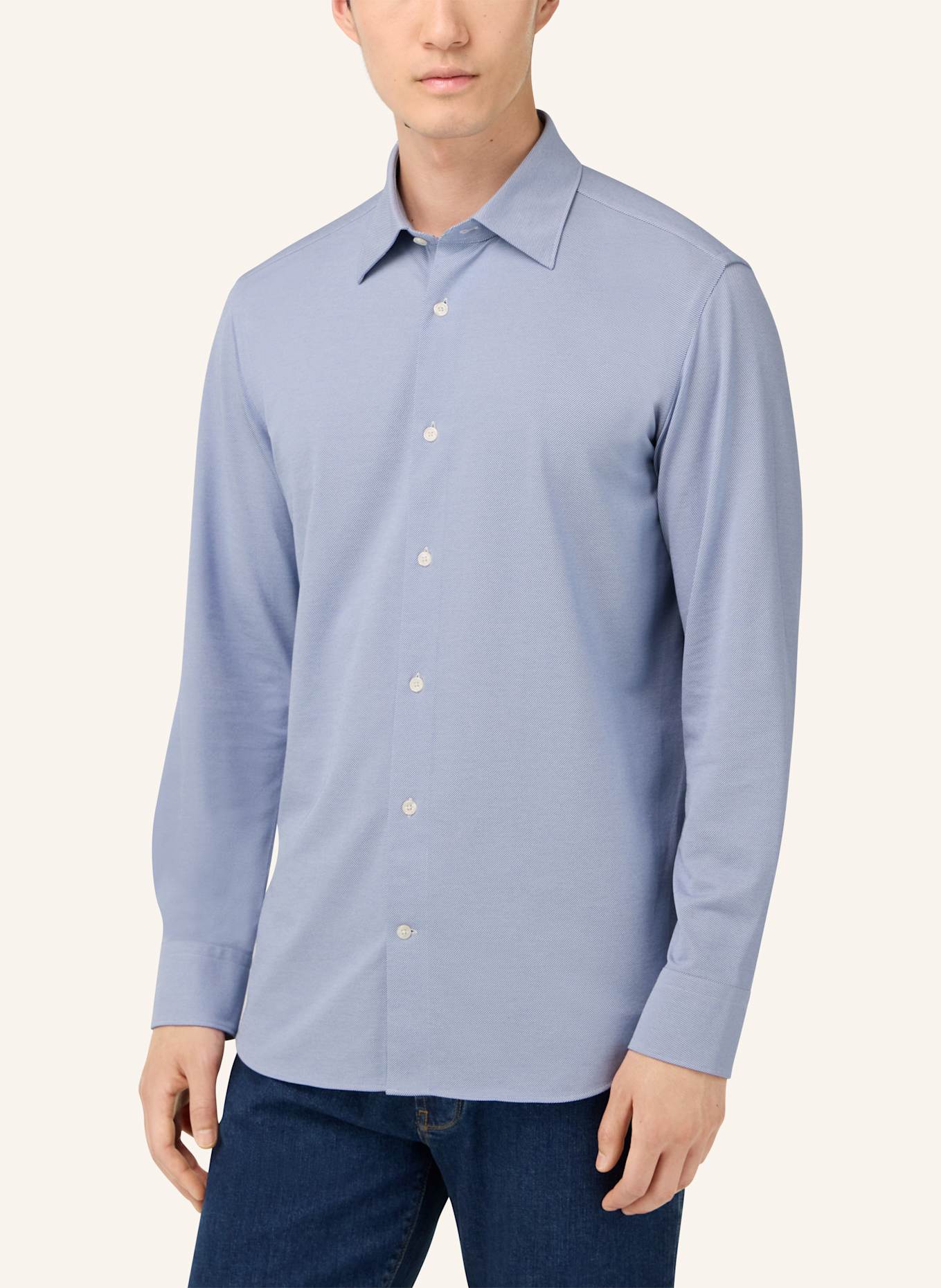 BOGGI MILANO Jerseyhemd Regular Fit: HELLBLAU