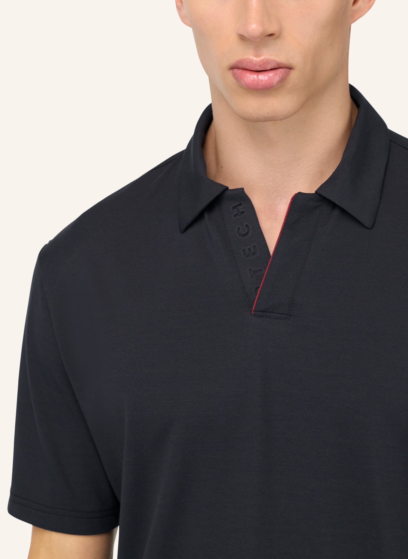 BOGGI MILANO Piqué-Poloshirt: SCHWARZ