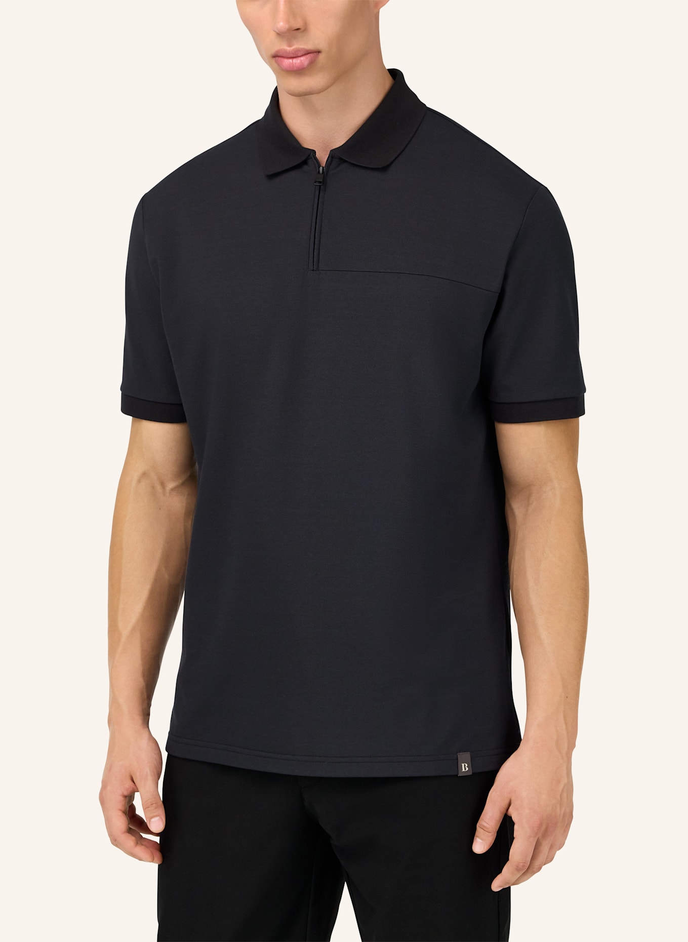 BOGGI MILANO Piqué-Poloshirt: SCHWARZ