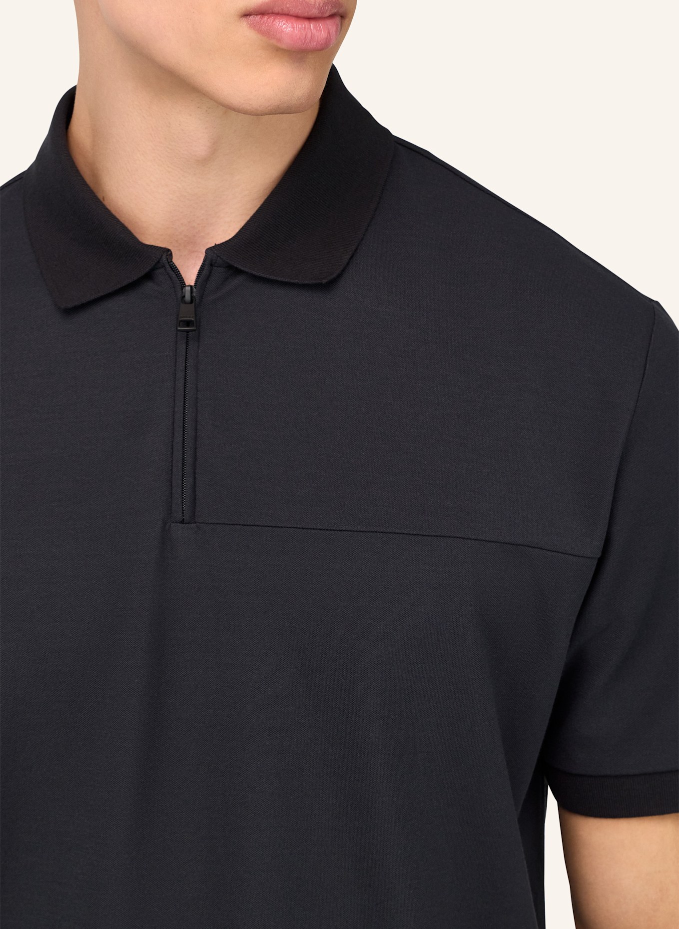 BOGGI MILANO Piqué-Poloshirt: SCHWARZ