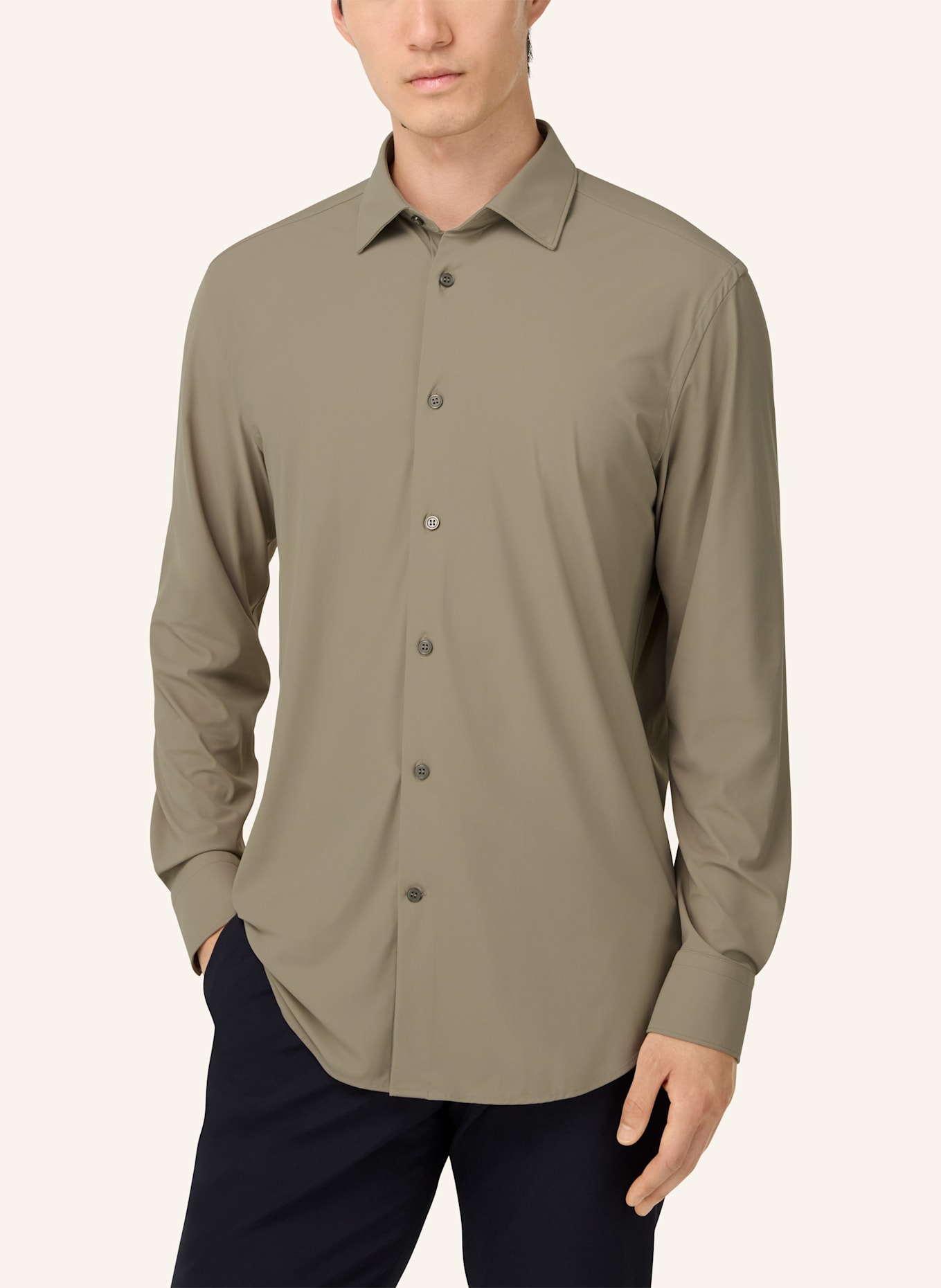 BOGGI MILANO Jerseyhemd Slim Fit: BEIGE