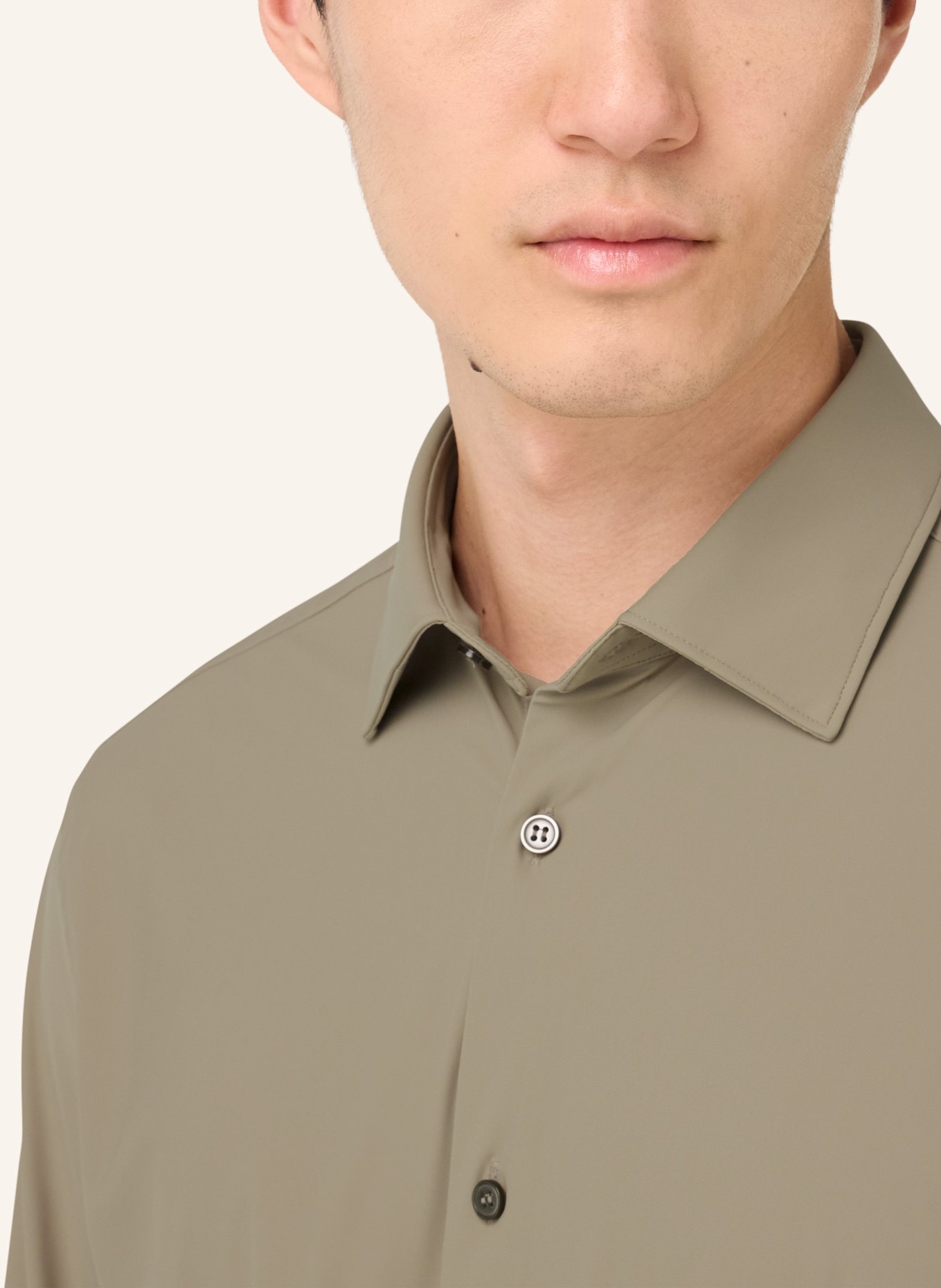 BOGGI MILANO Jerseyhemd Slim Fit: BEIGE
