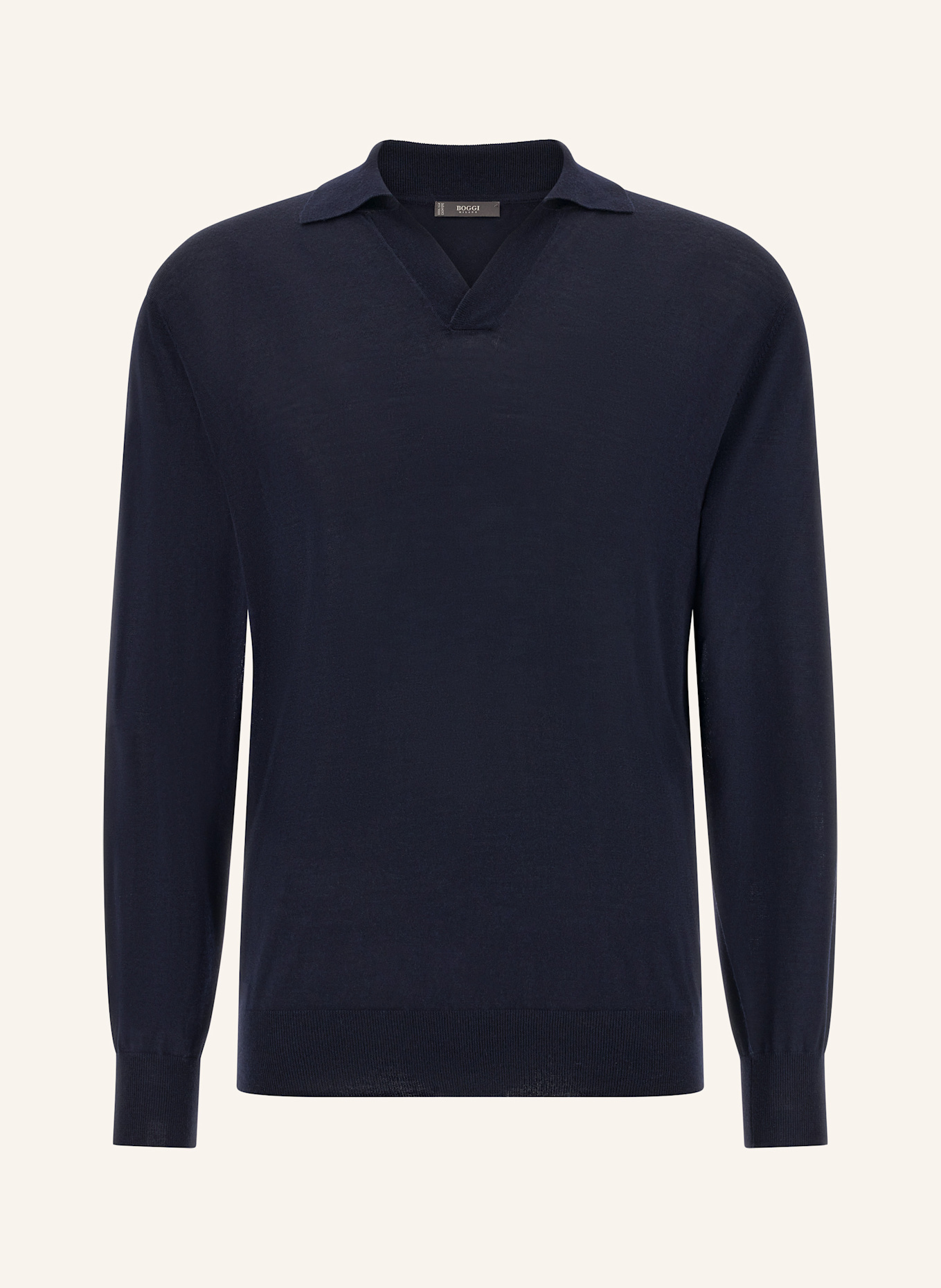 BOGGI MILANO Strick-Poloshirt: BLAU