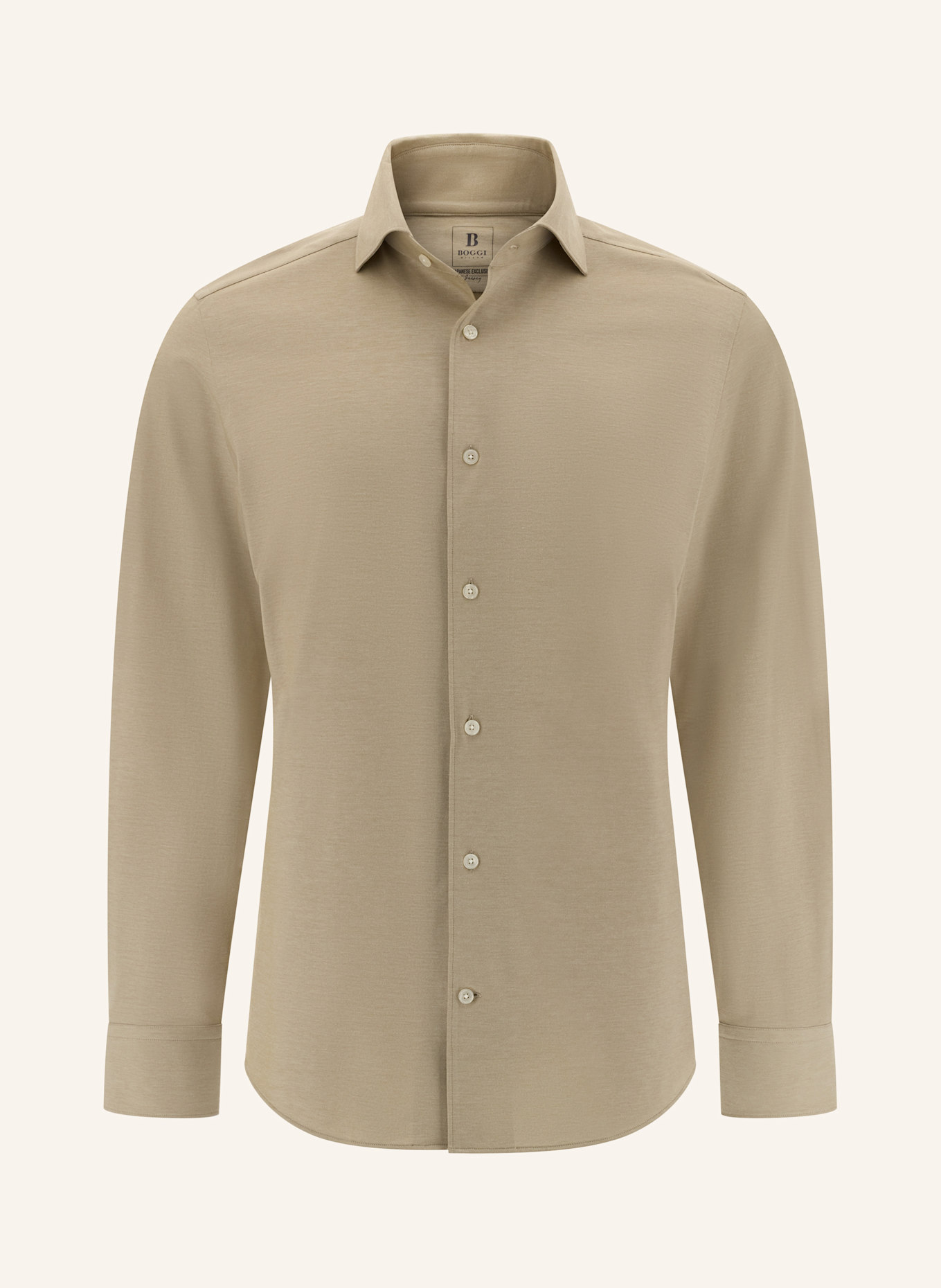 BOGGI MILANO Jerseyhemd Regular Fit: BEIGE