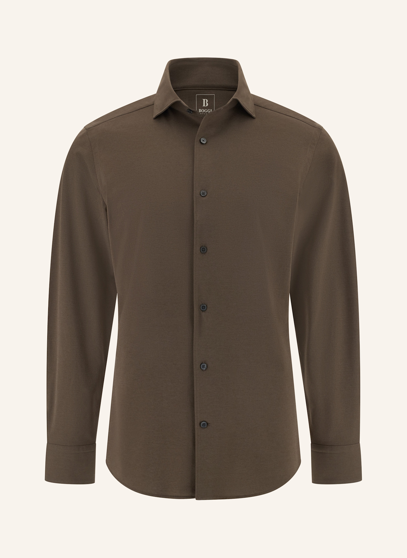 BOGGI MILANO Jerseyhemd Regular Fit: BRAUN