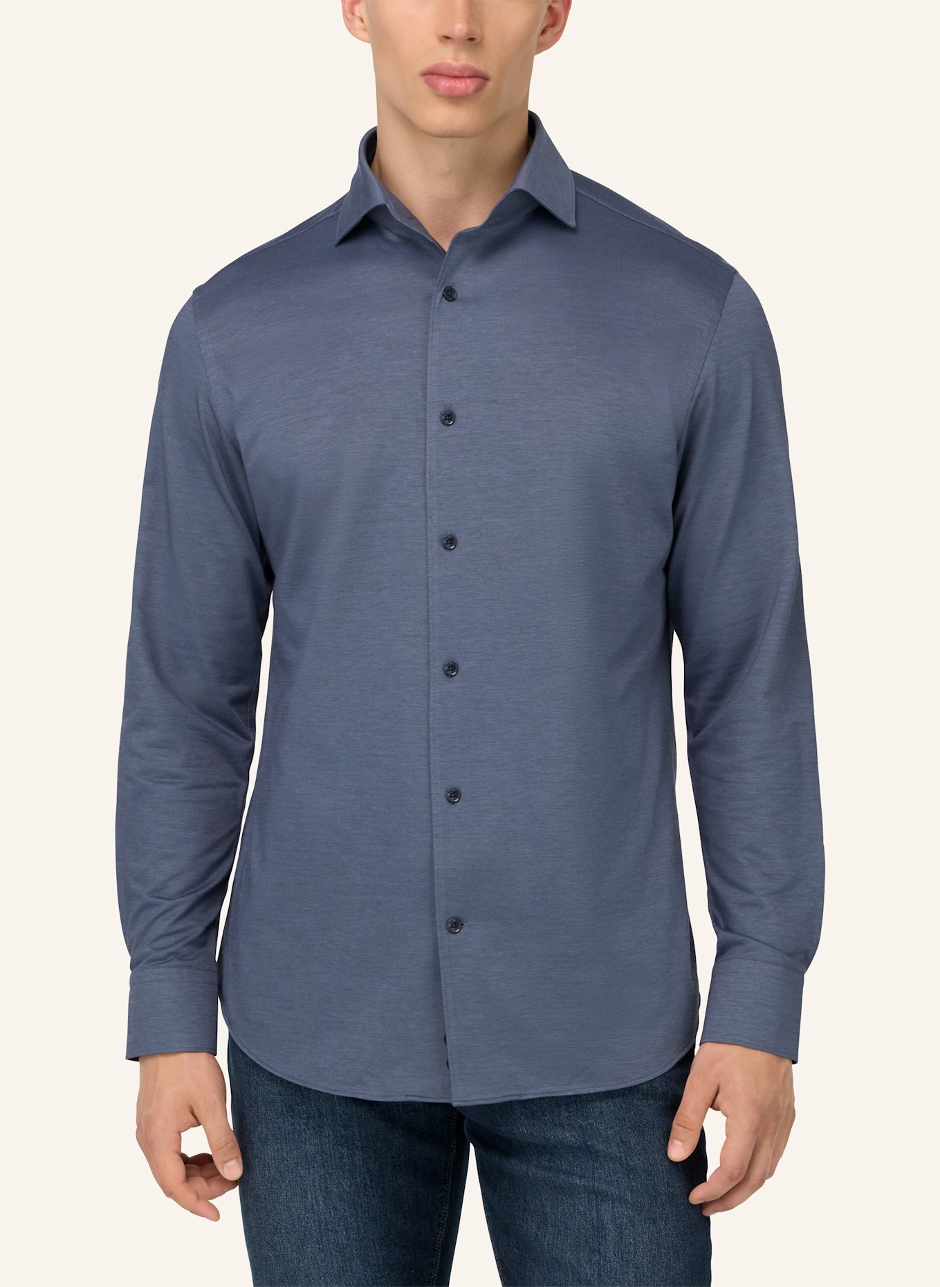 BOGGI MILANO Jerseyhemd Regular Fit: HELLBLAU