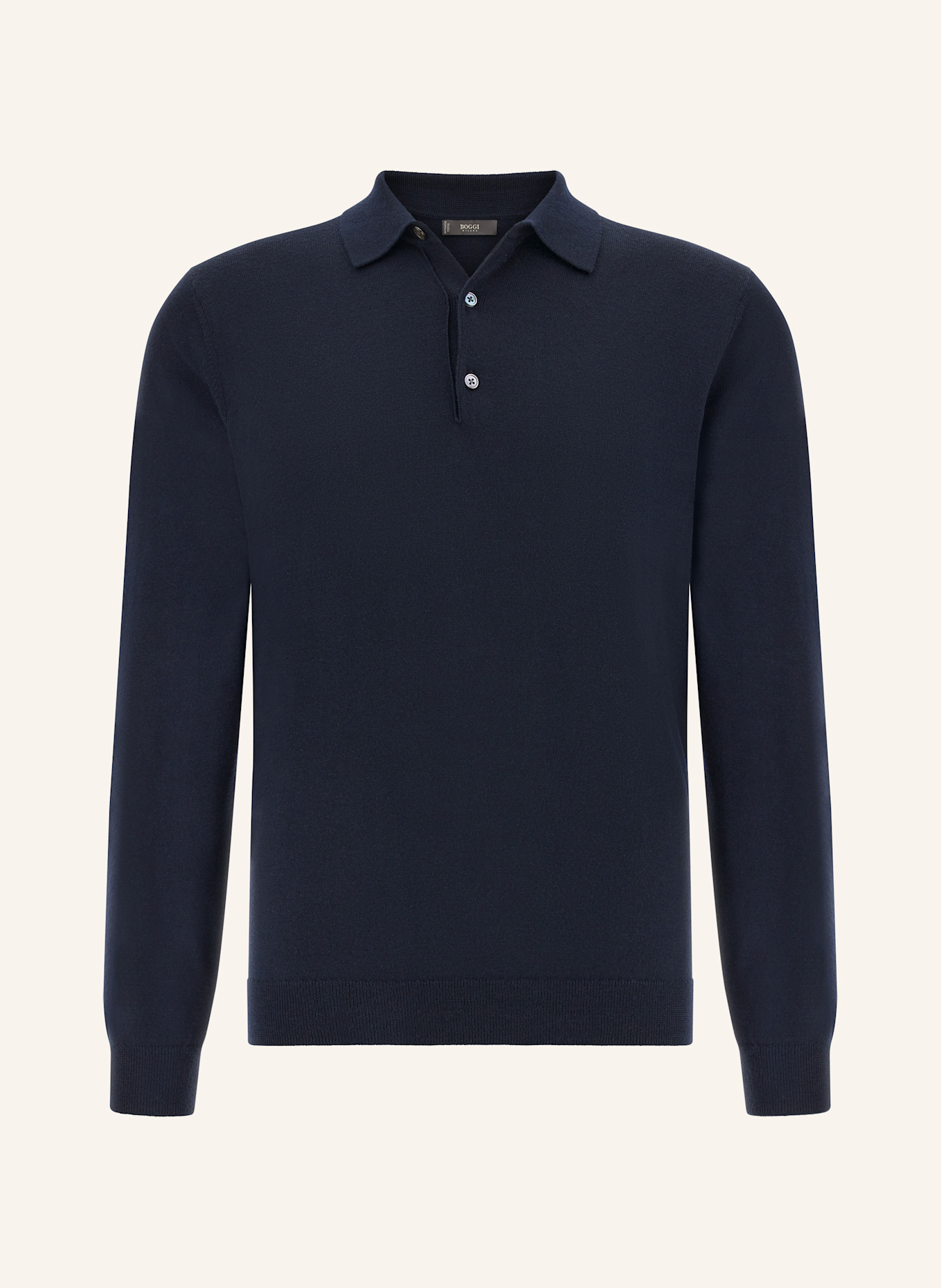BOGGI MILANO Knitted Merino Polo Shirt: BLAU