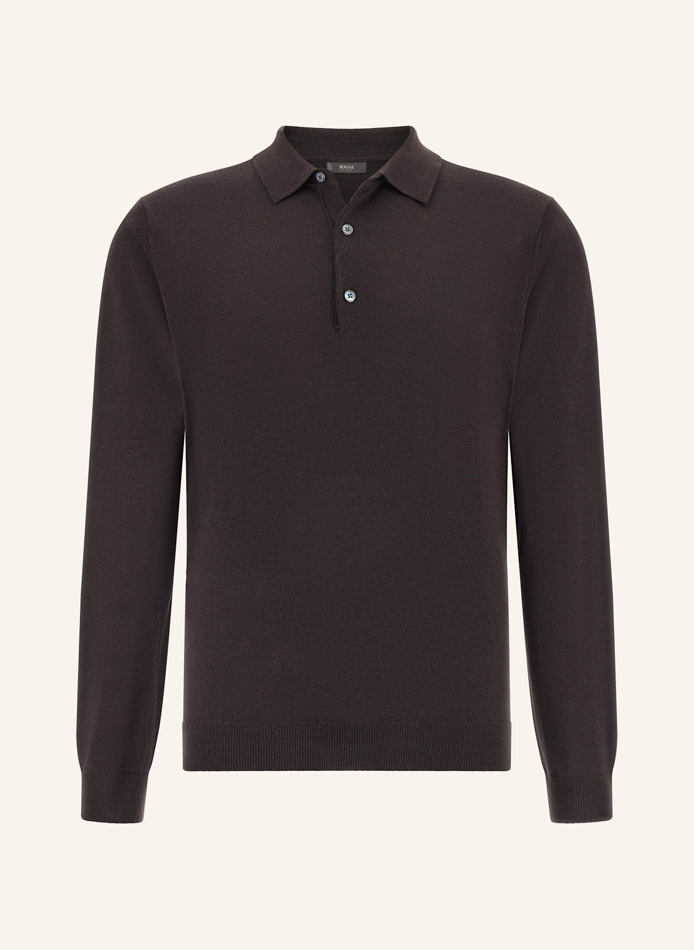 BOGGI MILANO Knitted Merino Polo Shirt: DUNKELBRAUN