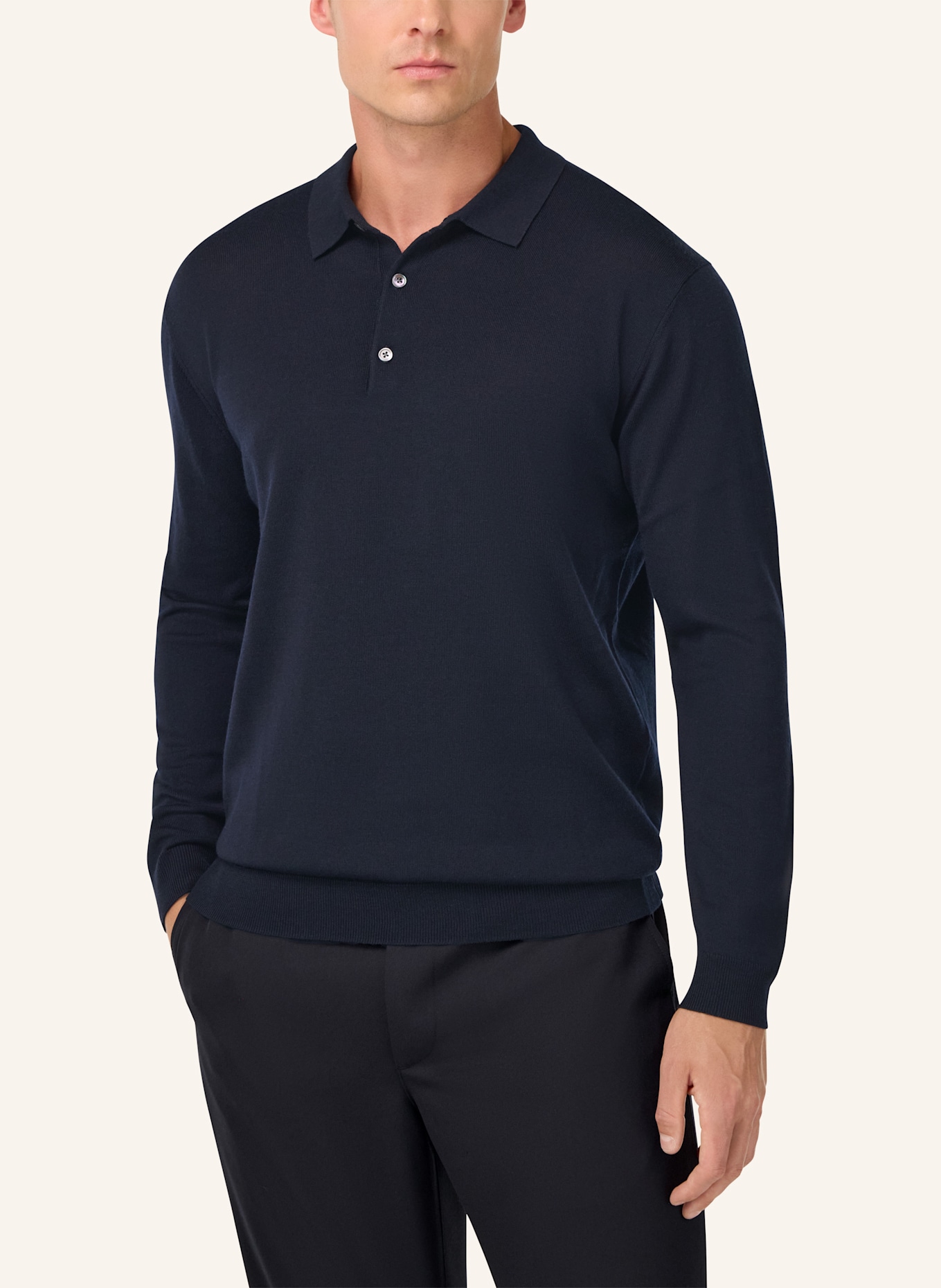 BOGGI MILANO Knitted Merino Polo Shirt: BLAU