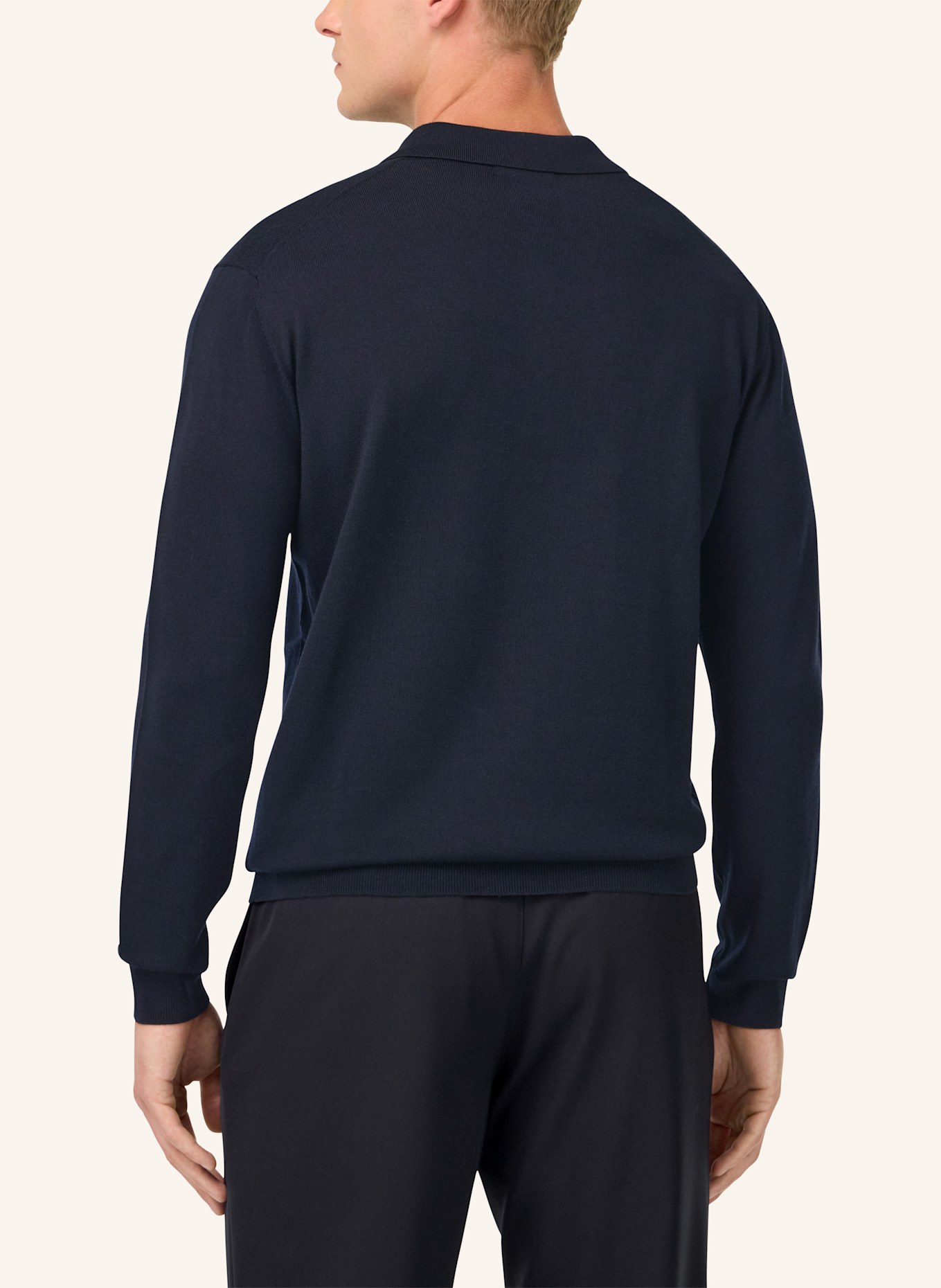 BOGGI MILANO Knitted Merino Polo Shirt: BLAU