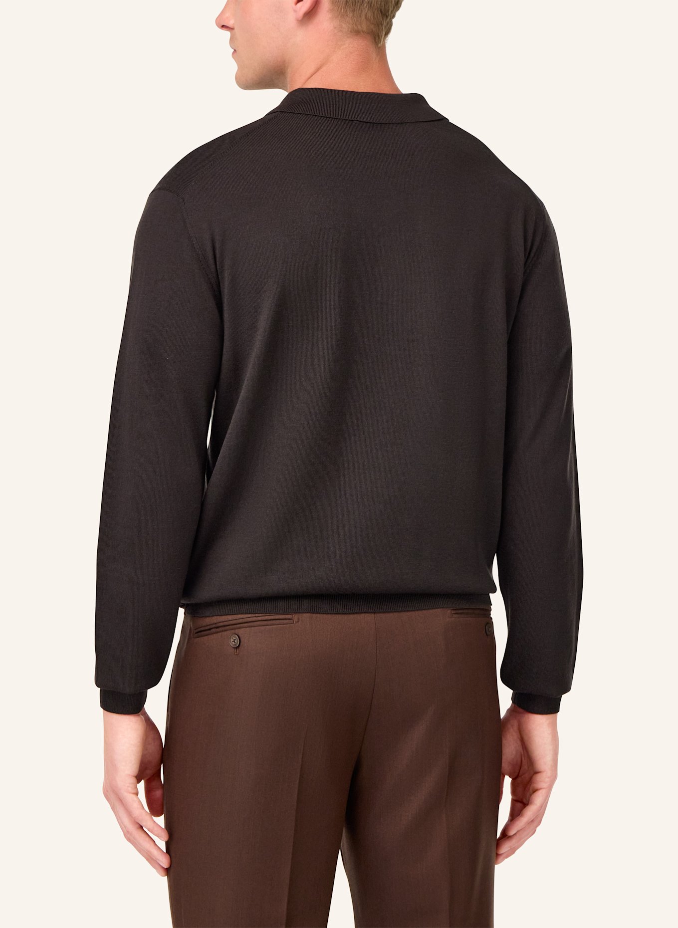 BOGGI MILANO Knitted Merino Polo Shirt: DUNKELBRAUN