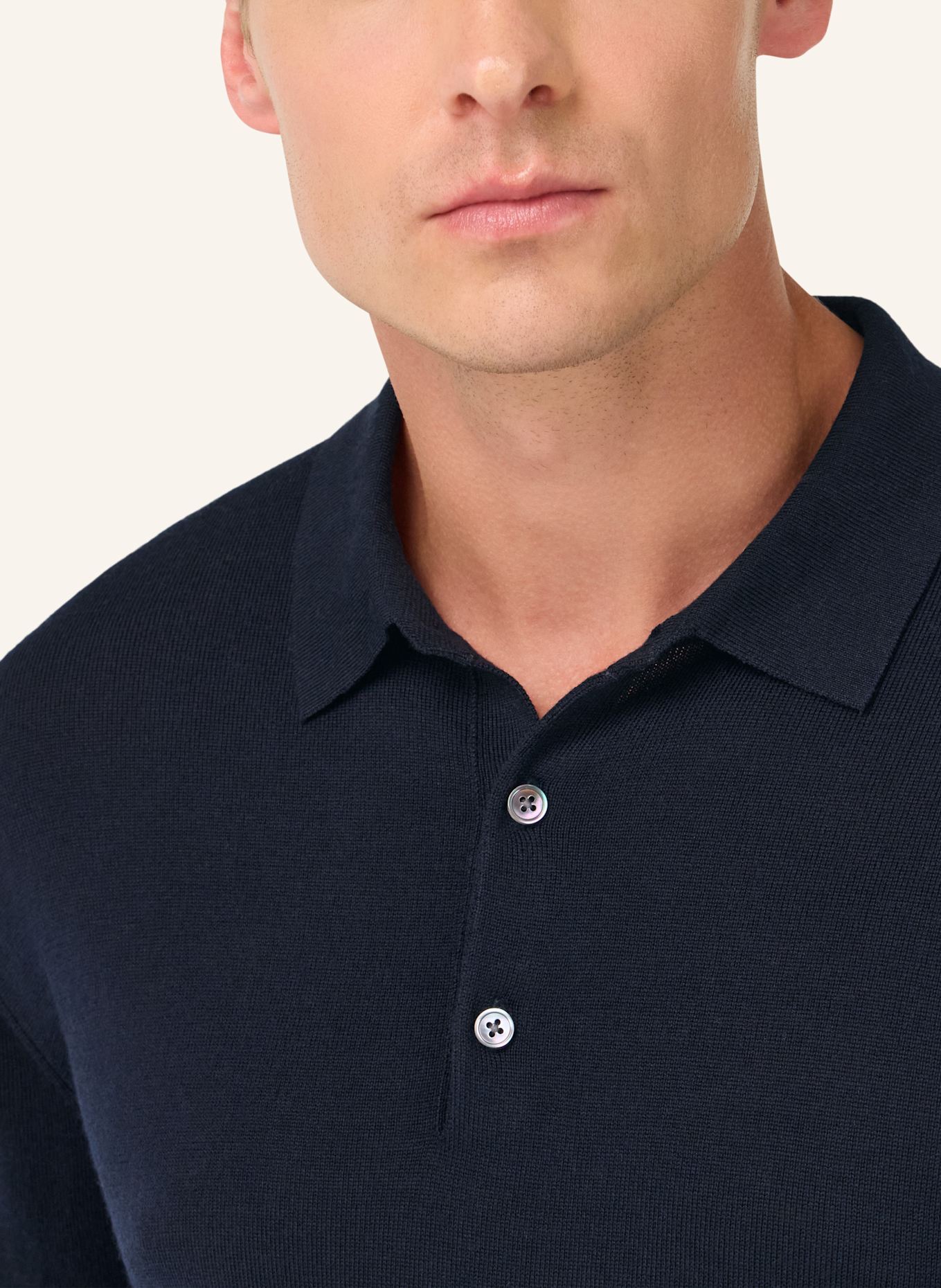 BOGGI MILANO Knitted Merino Polo Shirt: BLAU