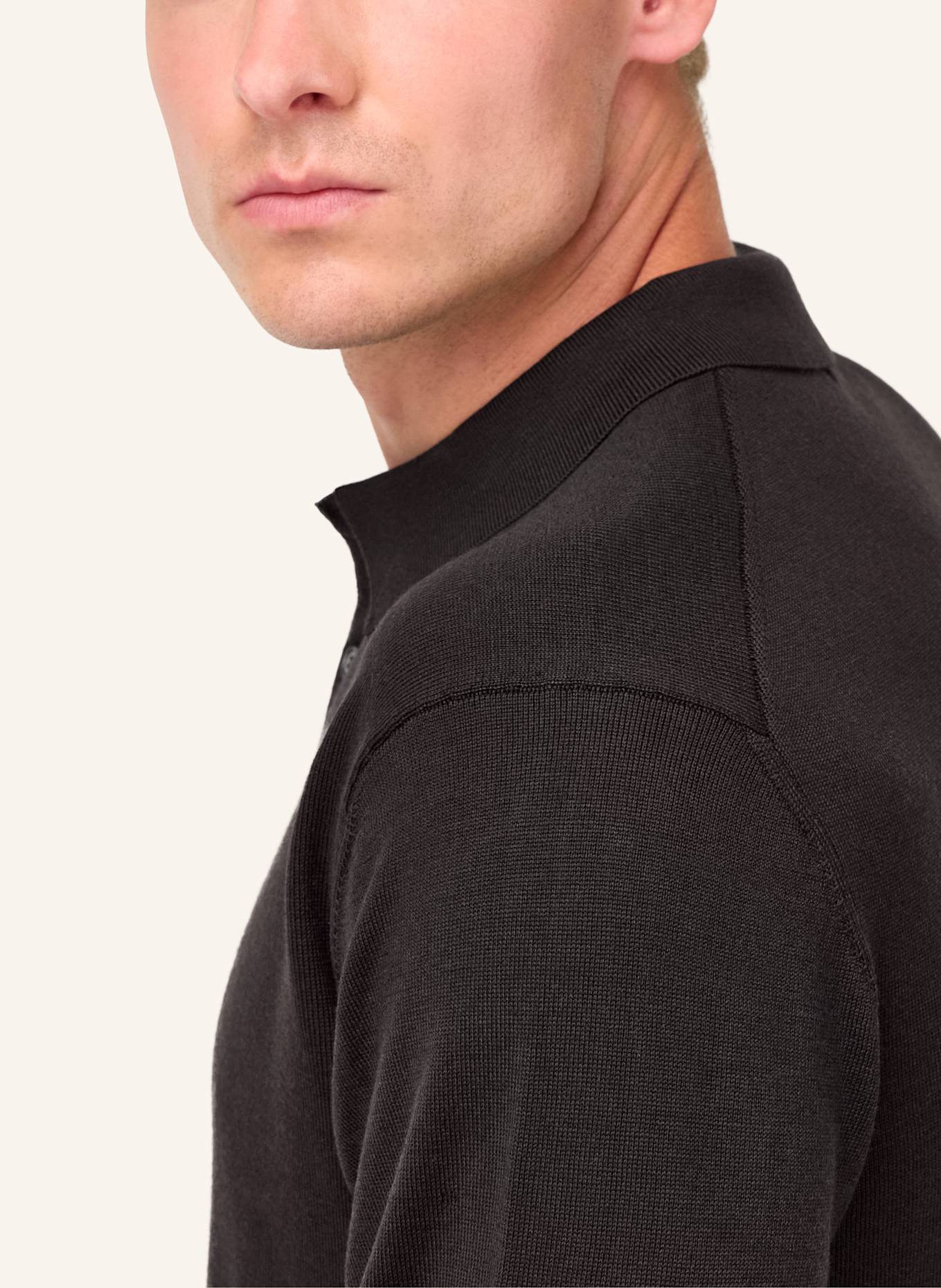 BOGGI MILANO Knitted Merino Polo Shirt: DUNKELBRAUN