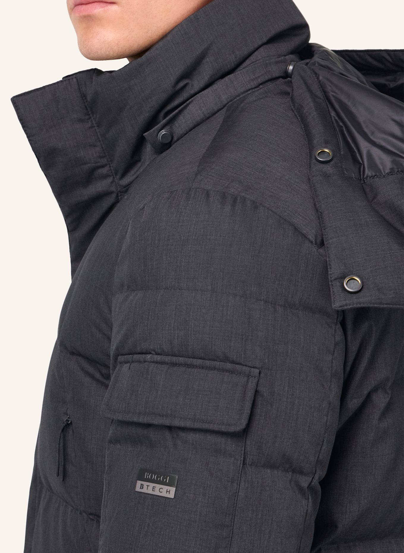 BOGGI MILANO Daunenmantel: DUNKELGRAU