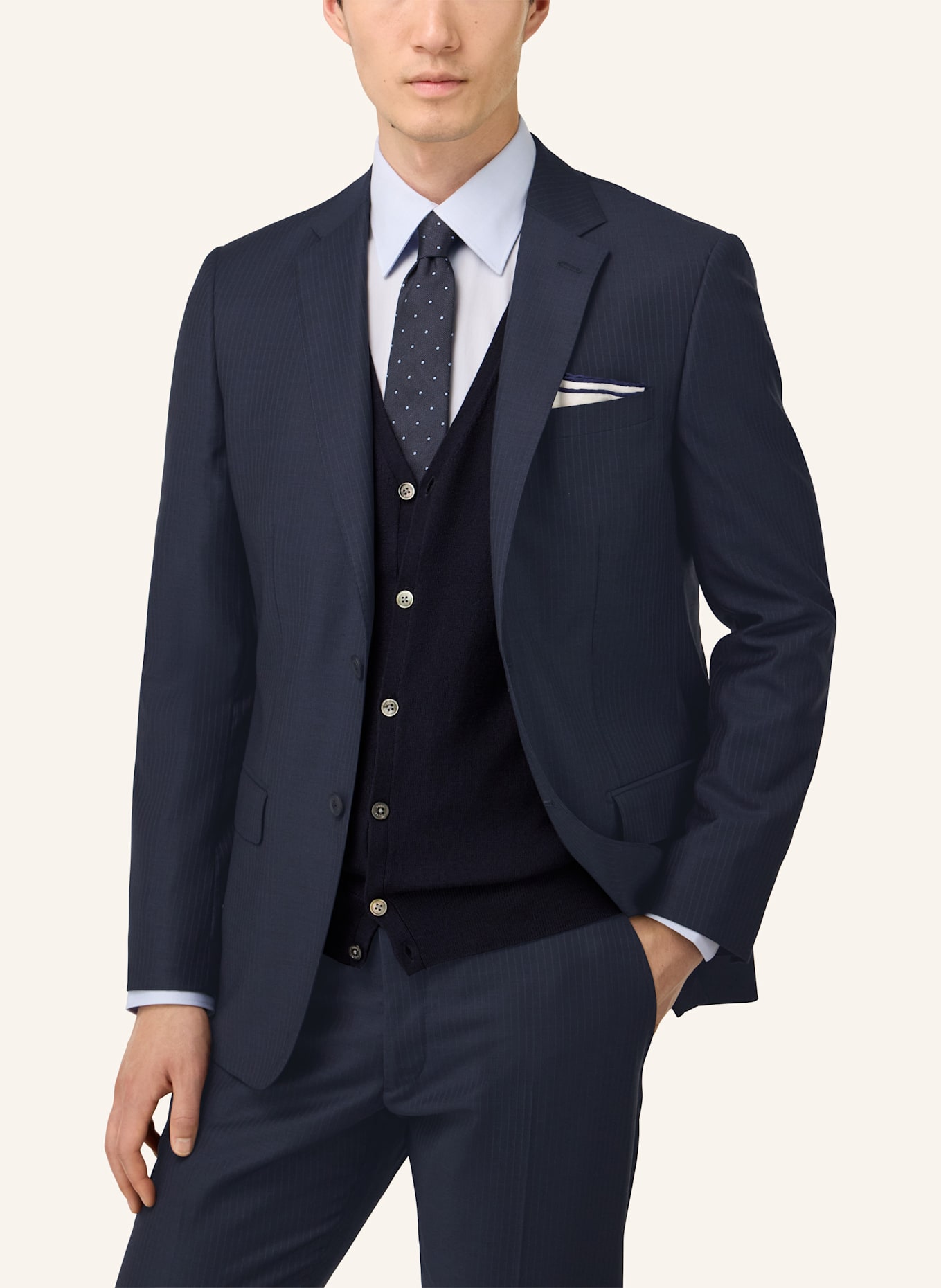BOGGI MILANO Pinstripe Stretch Wool Suit: BLAU