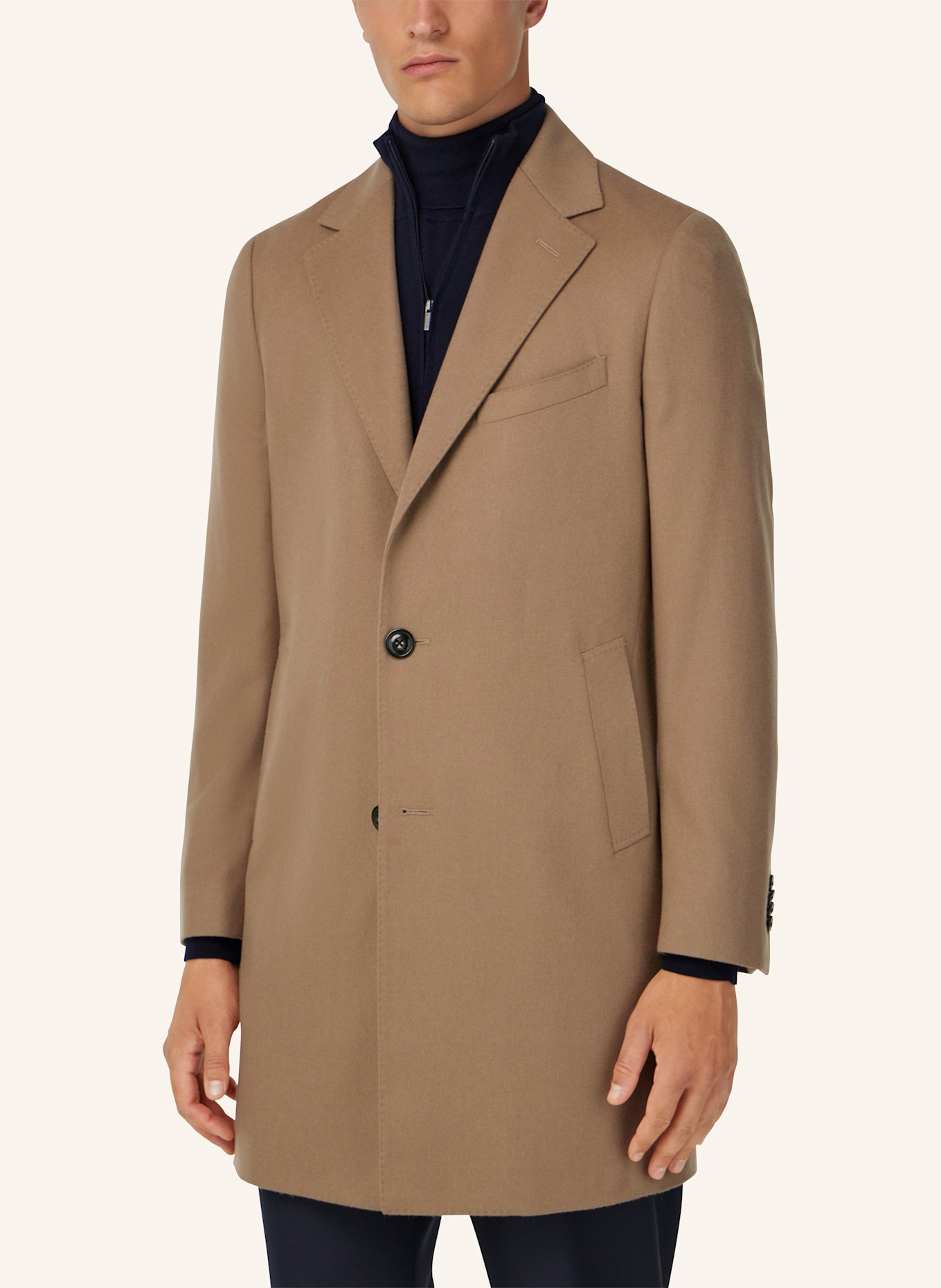 BOGGI MILANO Single-breasted coat in pure cashmere.: BEIGE