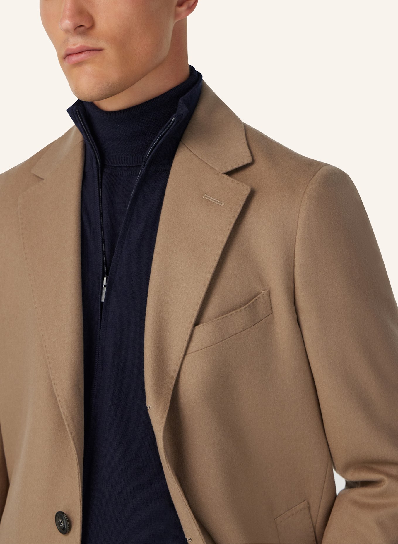 BOGGI MILANO Single-breasted coat in pure cashmere.: BEIGE