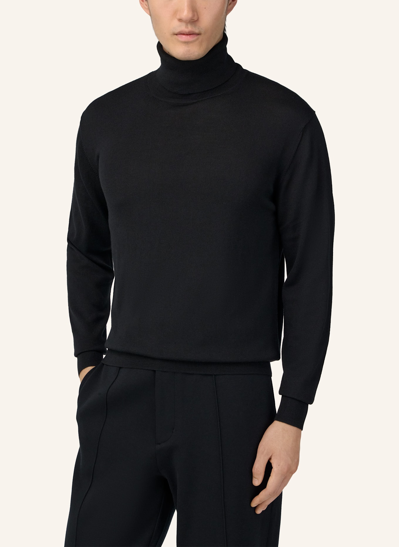 BOGGI MILANO Rollkragenpullover: SCHWARZ