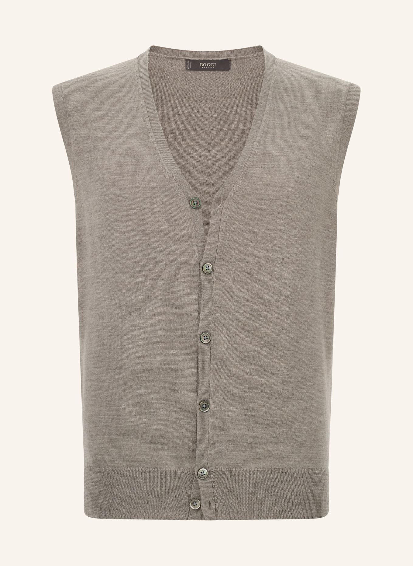 BOGGI MILANO Knitted Merino Waistcoat: BEIGE
