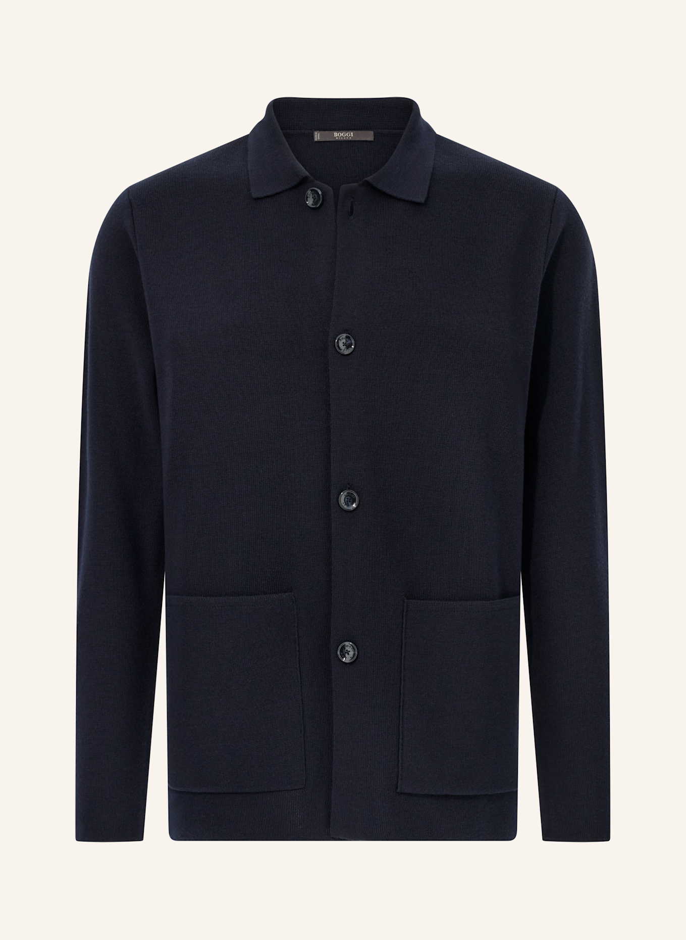 BOGGI MILANO Knitted Merino Wool Overshirt: BLAU