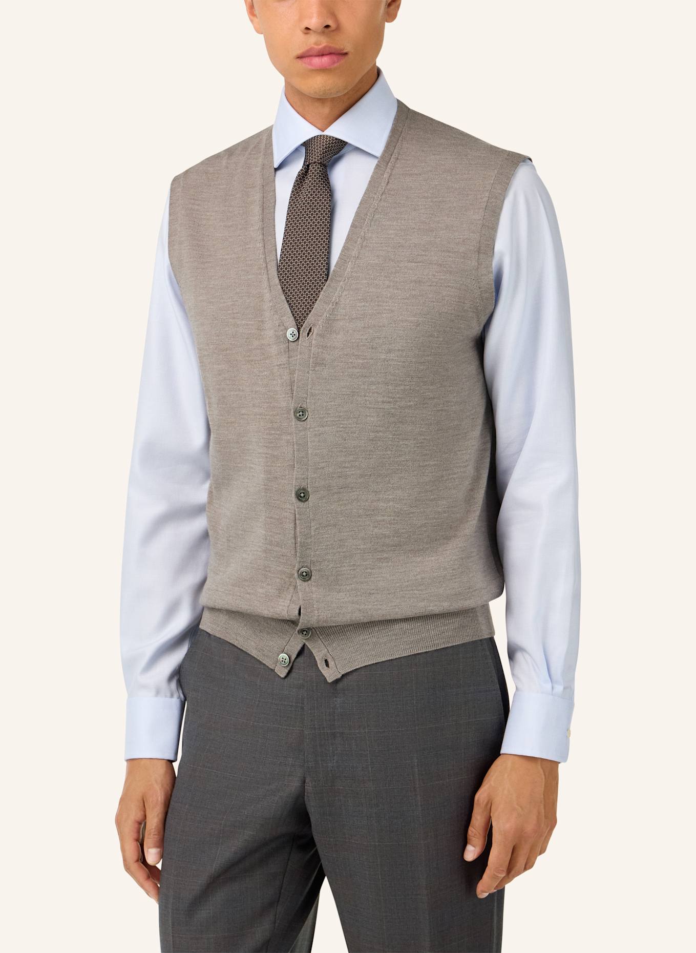 BOGGI MILANO Knitted Merino Waistcoat: BEIGE