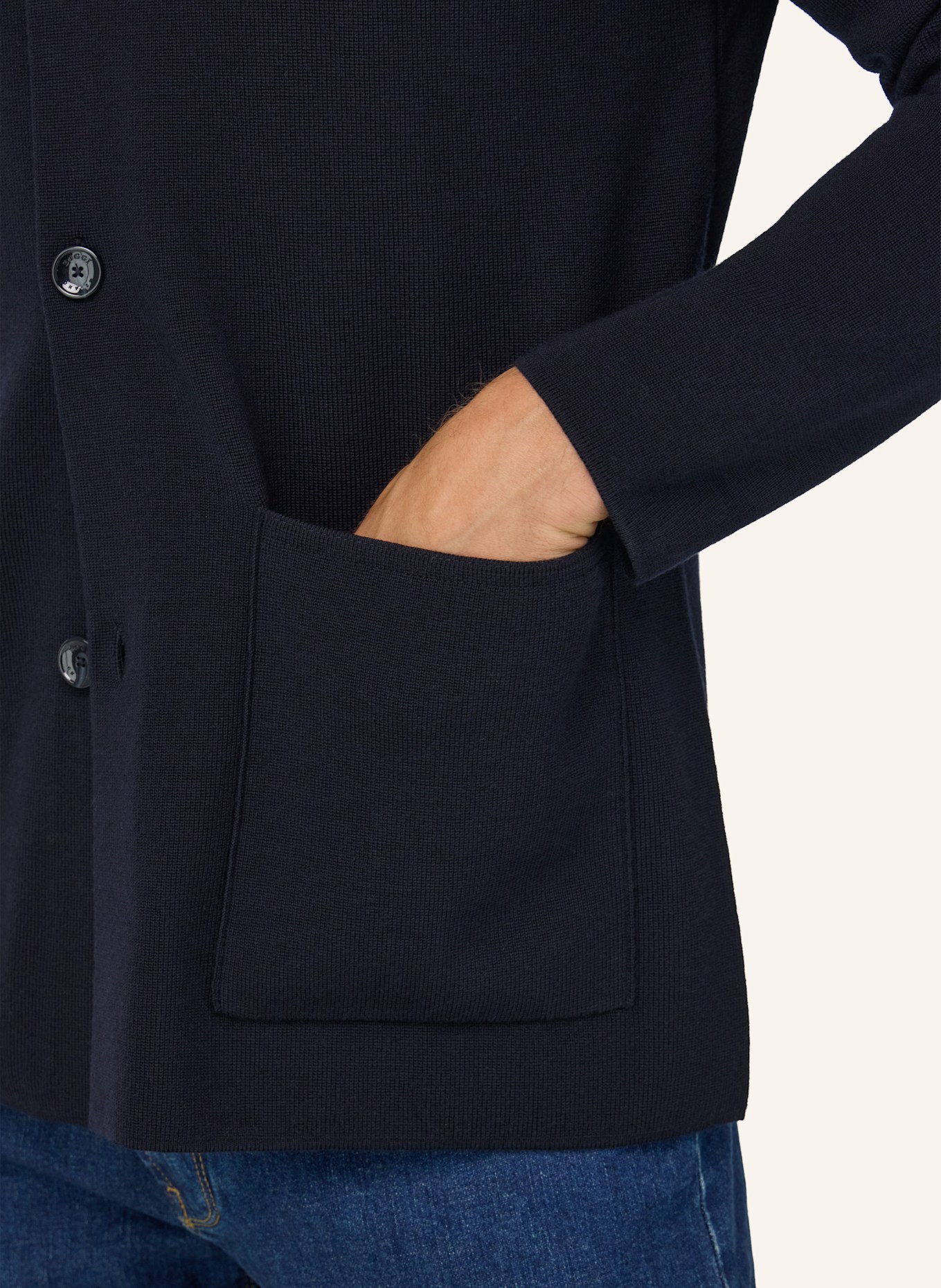 BOGGI MILANO Knitted Merino Wool Overshirt: BLAU