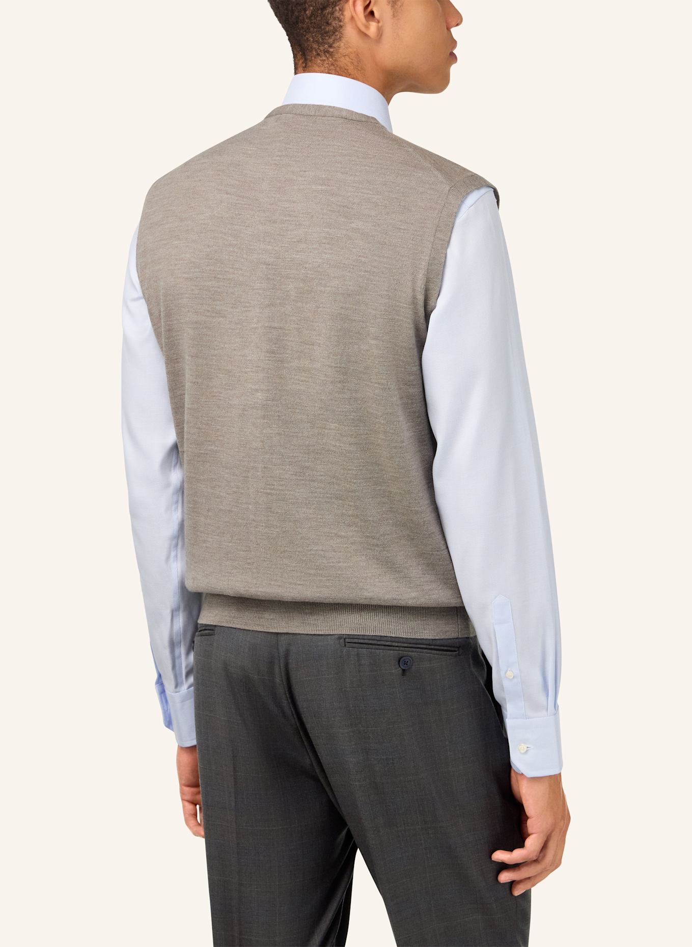 BOGGI MILANO Knitted Merino Waistcoat: BEIGE