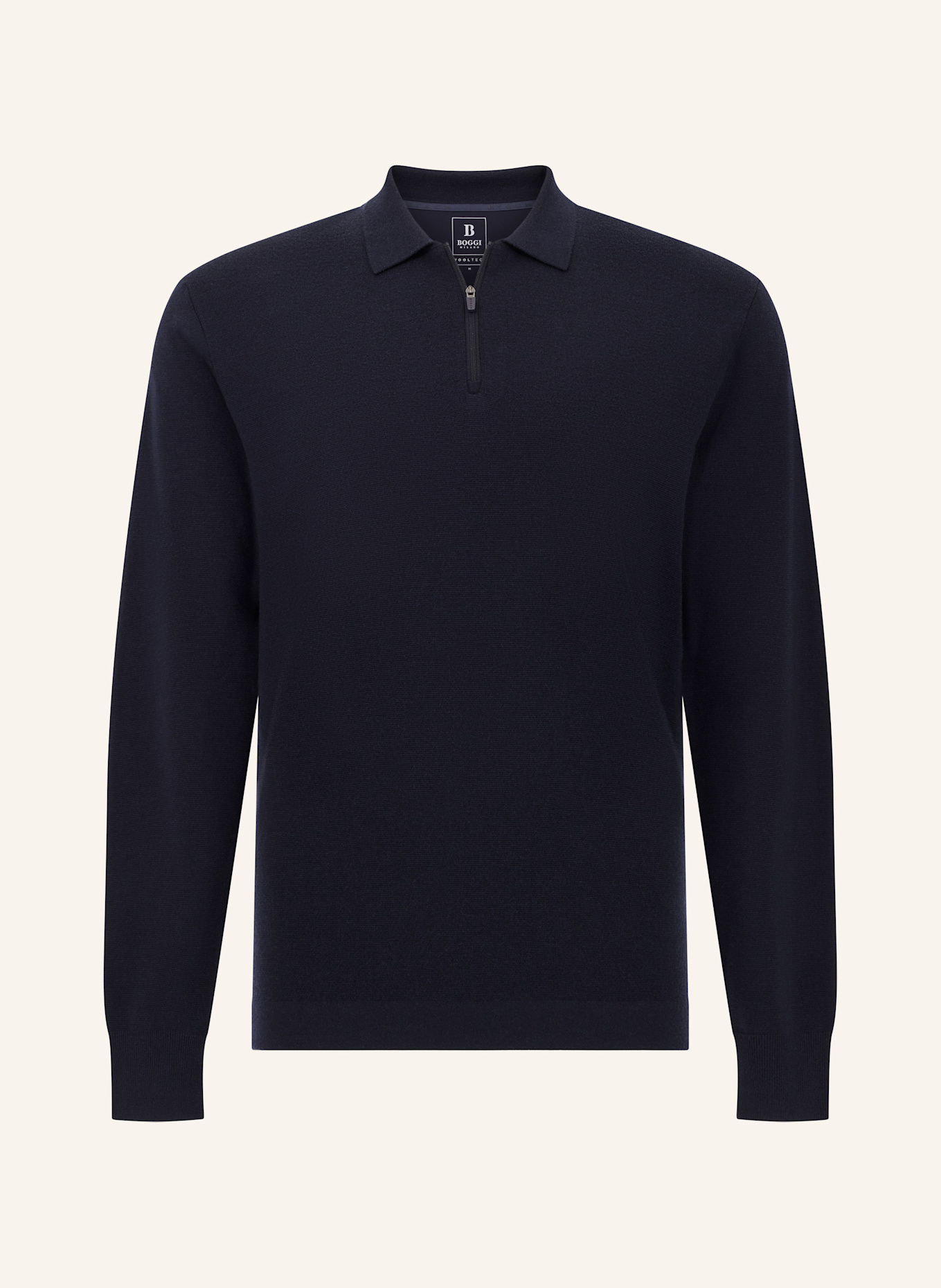 BOGGI MILANO Knitted Polo Shirt in Superfine Merino Wool: BLAU