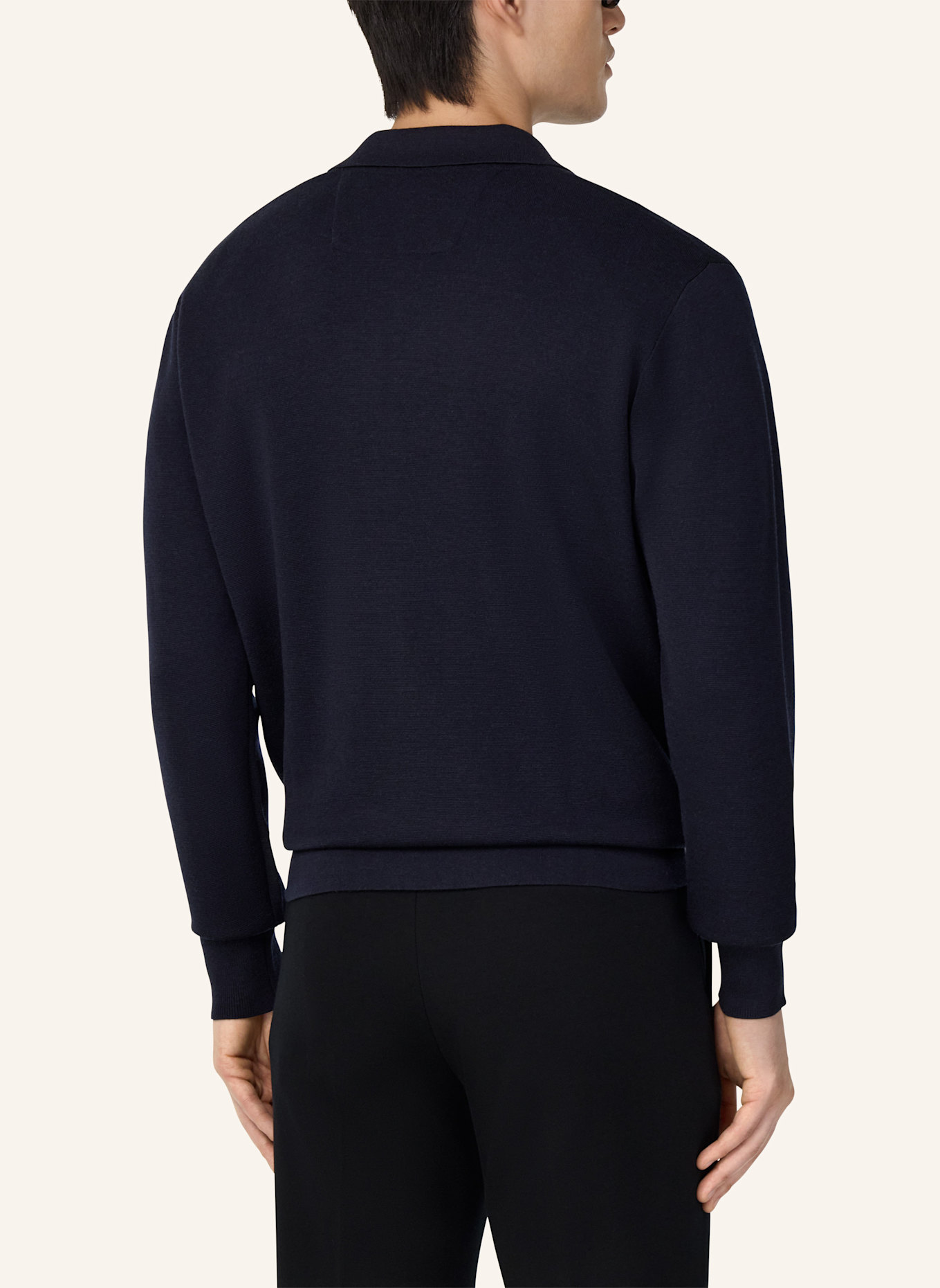 BOGGI MILANO Knitted Polo Shirt in Superfine Merino Wool: BLAU