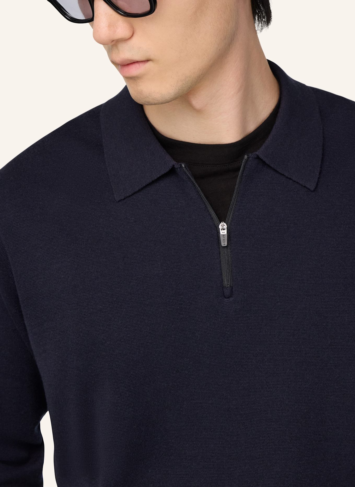 BOGGI MILANO Knitted Polo Shirt in Superfine Merino Wool: BLAU