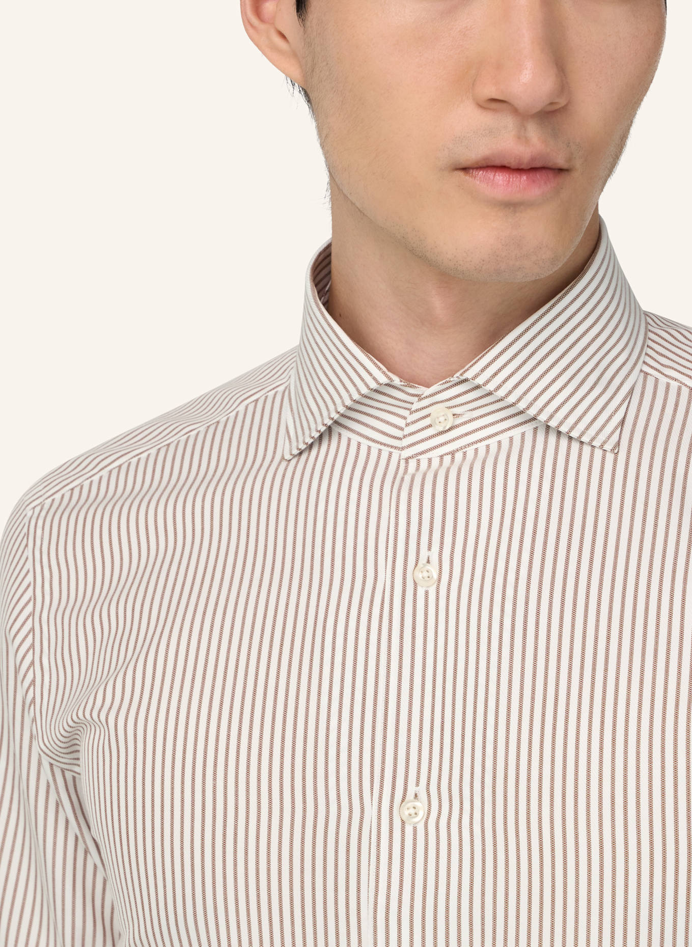 BOGGI MILANO Regular Fit Striped Cotton Shirt: BRAUN