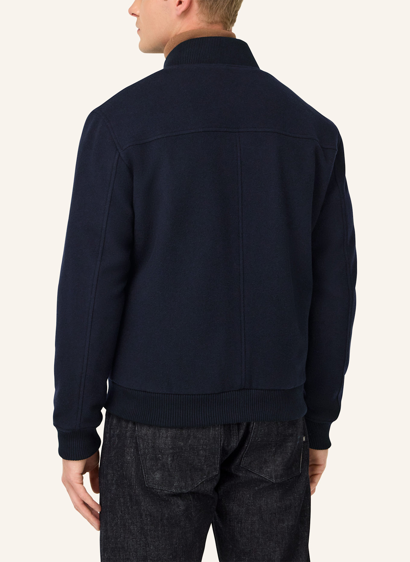 BOGGI MILANO Bomber Jacket In Padded Wool: BLAU