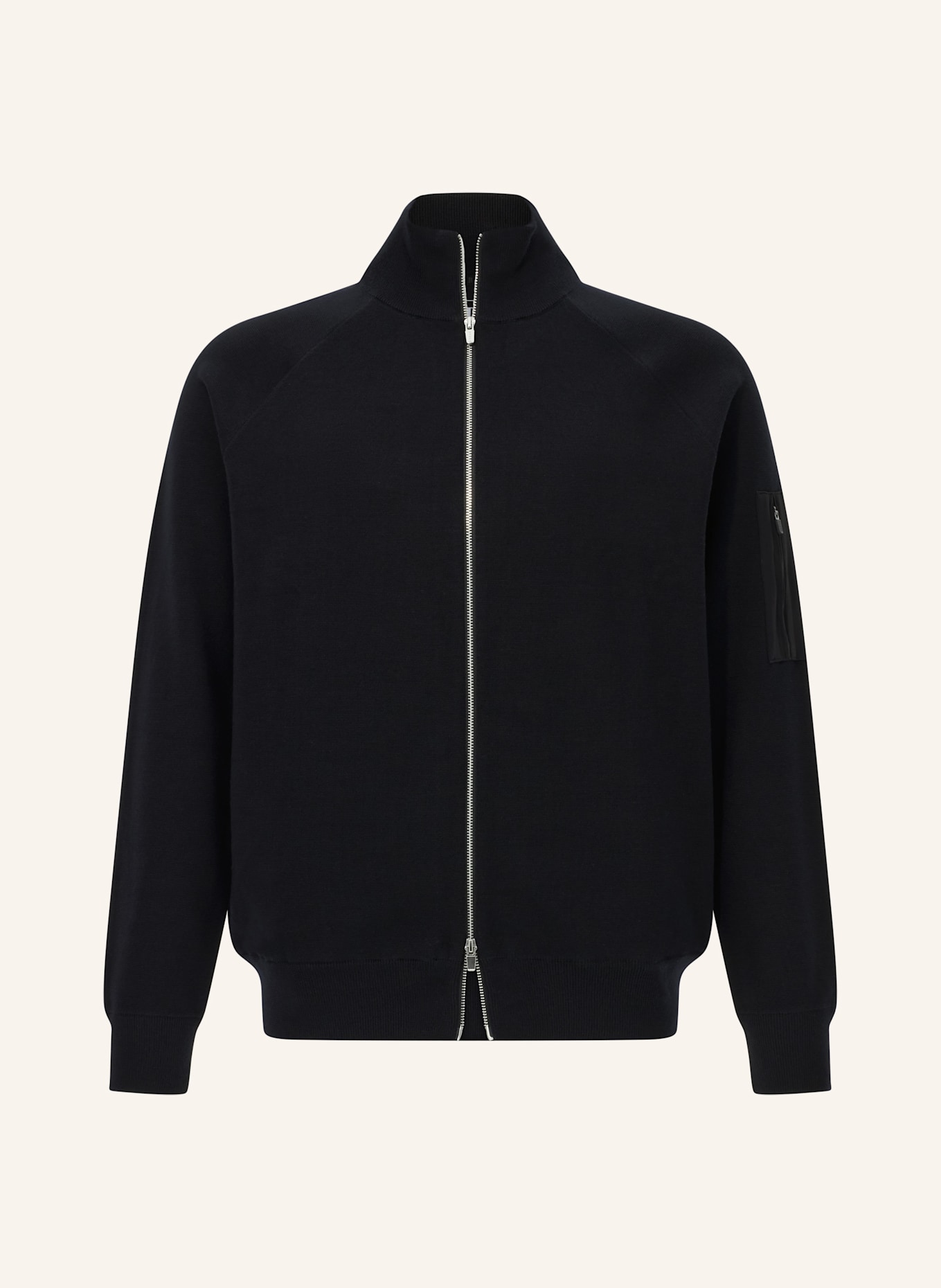BOGGI MILANO Tech Bomber Jacket in Merino Wool: SCHWARZ