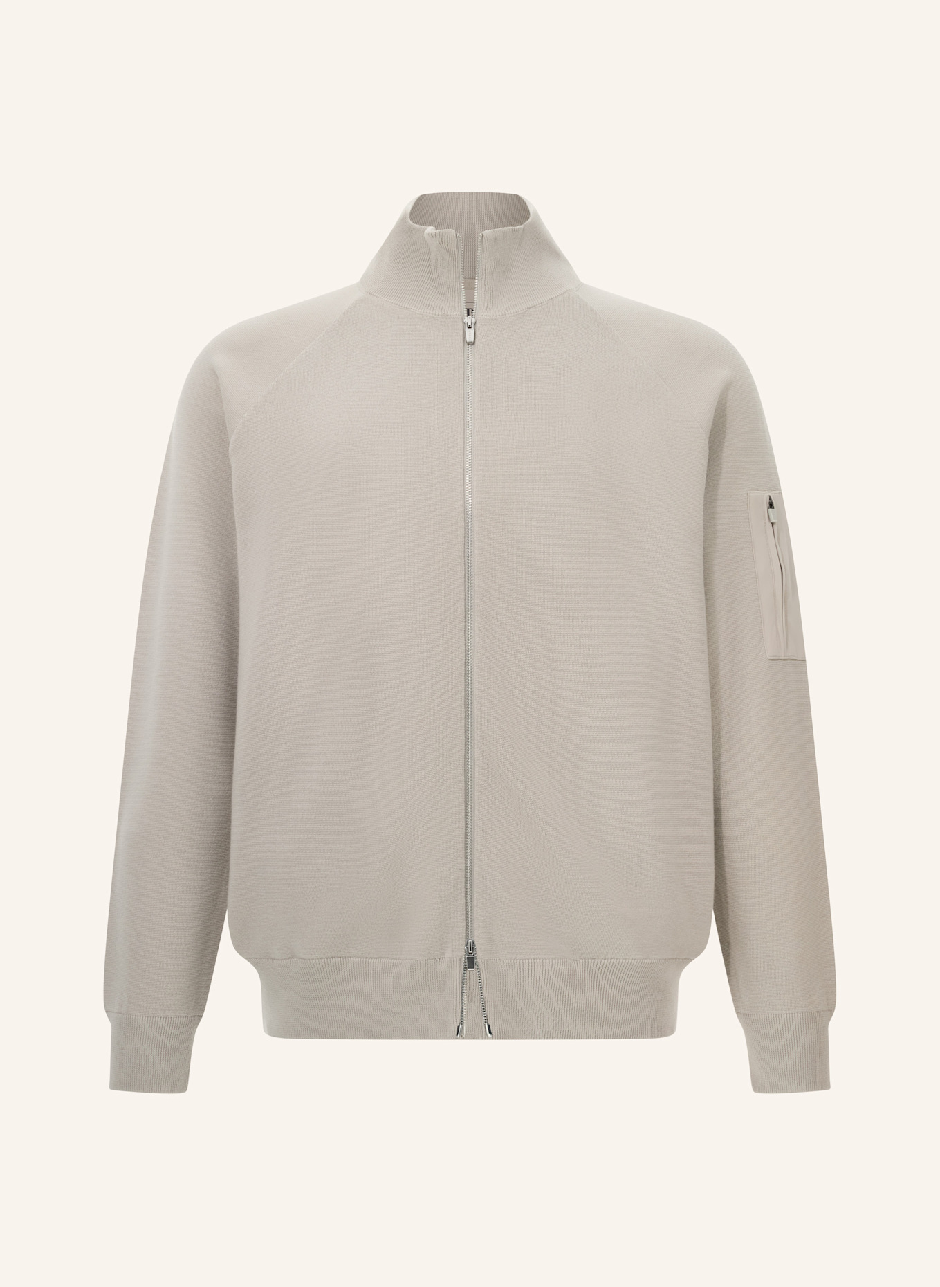 BOGGI MILANO Tech Bomber Jacket in Merino Wool: BRAUN