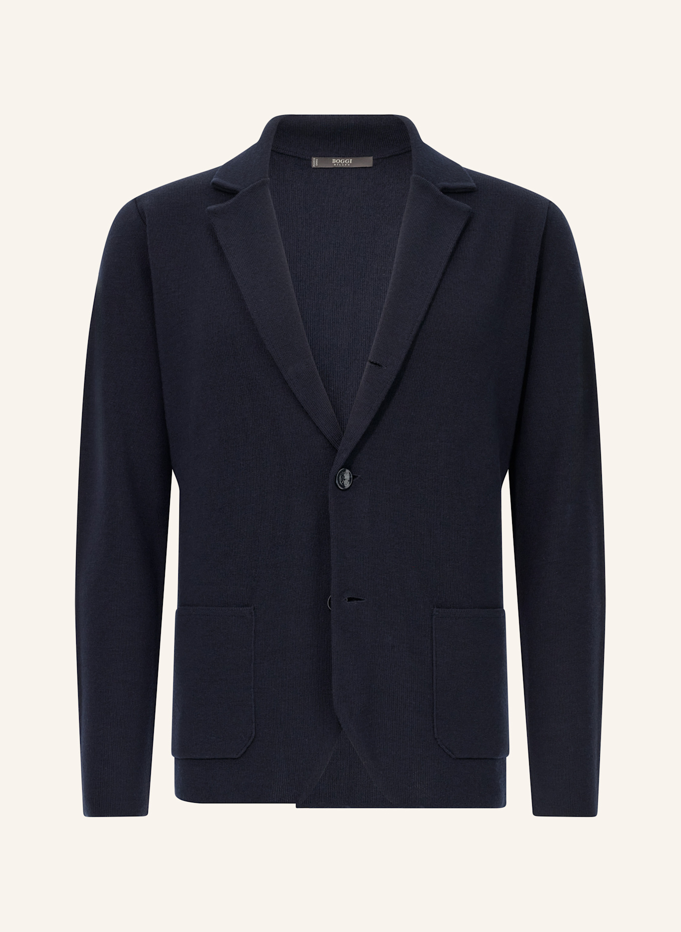 BOGGI MILANO Knitted Merino Wool Single-Breasted Jacket: BLAU